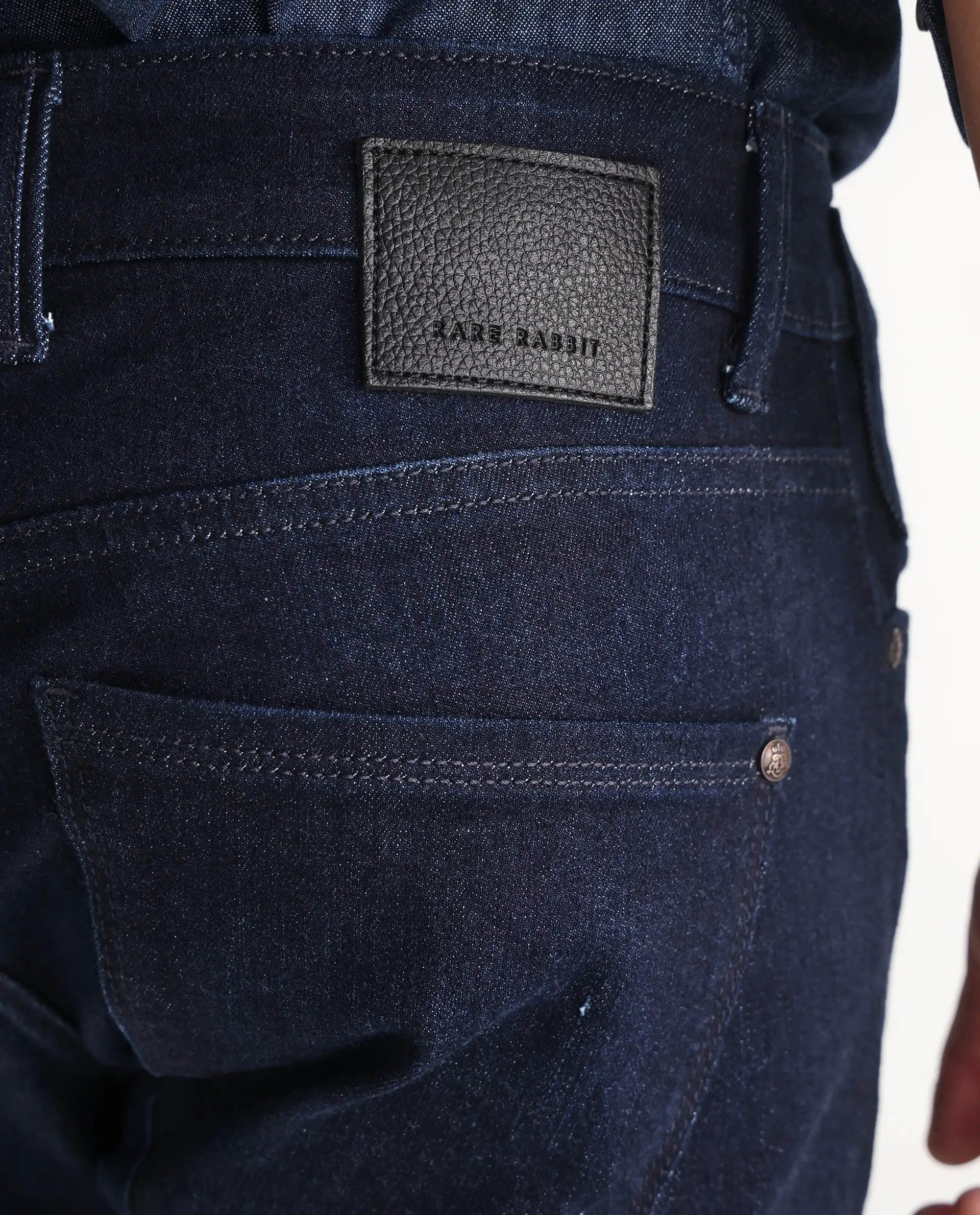 Rare Rabbit Men's Nikos Dark Navy Cotton Blend Plain Morris Regular Fit Jeans - Image 8