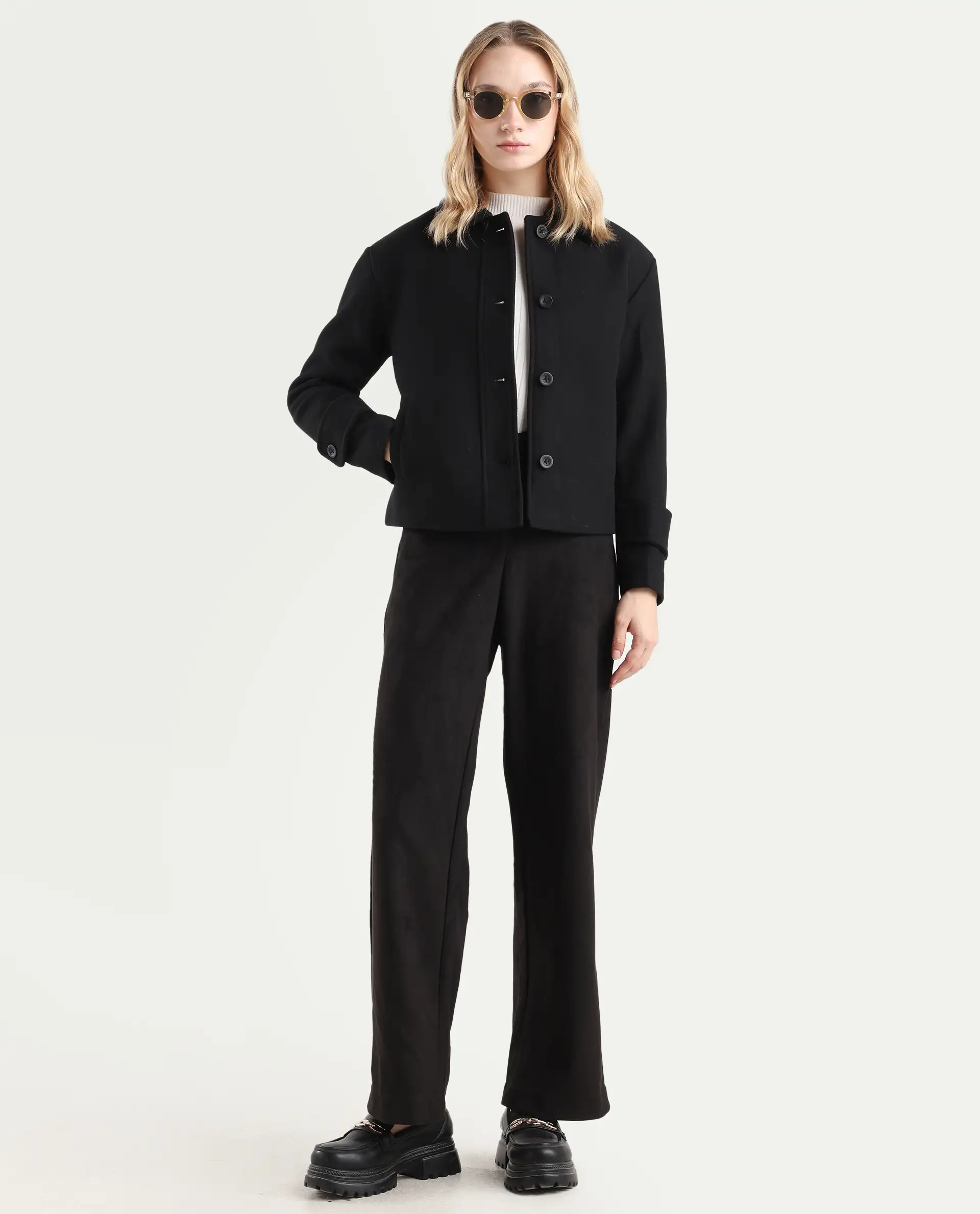 Rareism Women's Nikzo Black Polyester Blend Spread Collar Regular Fit Jacket - Image 2