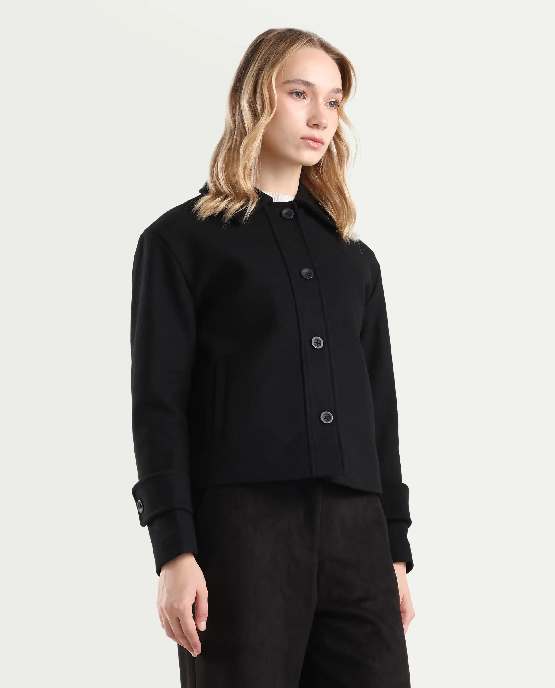 Rareism Women's Nikzo Black Polyester Blend Spread Collar Regular Fit Jacket - Image 5