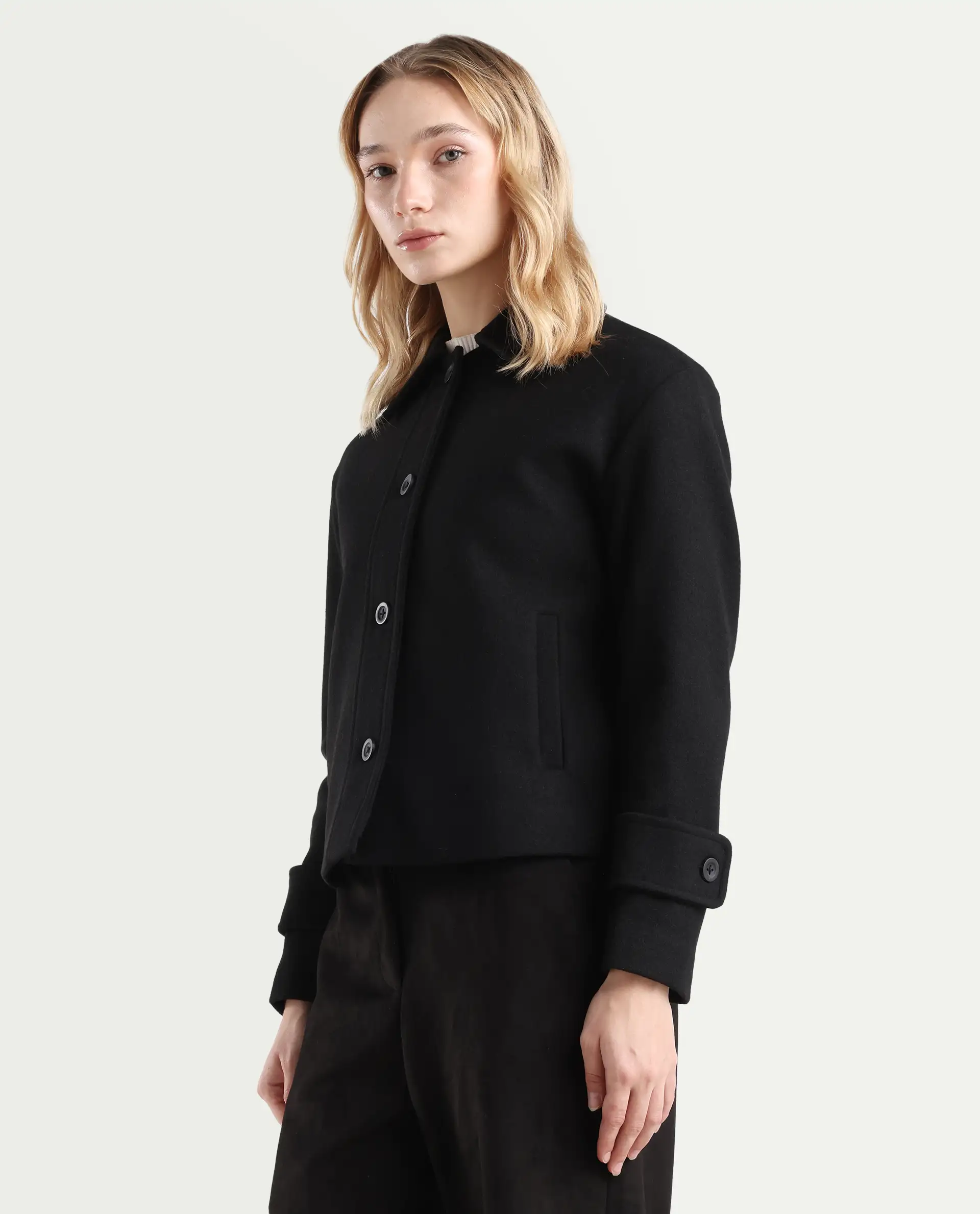 Rareism Women's Nikzo Black Polyester Blend Spread Collar Regular Fit Jacket - Image 6