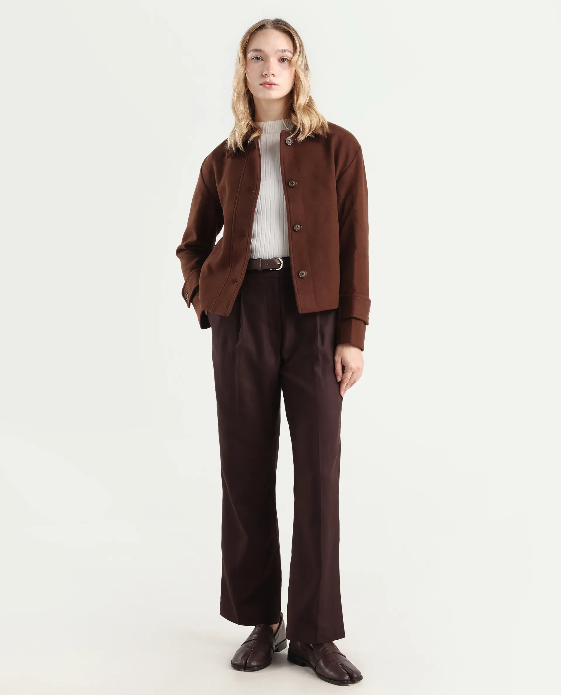 Rareism Women's Nikzo Brown Polyester Blend Spread Collar Regular Fit Jacket - Image 2