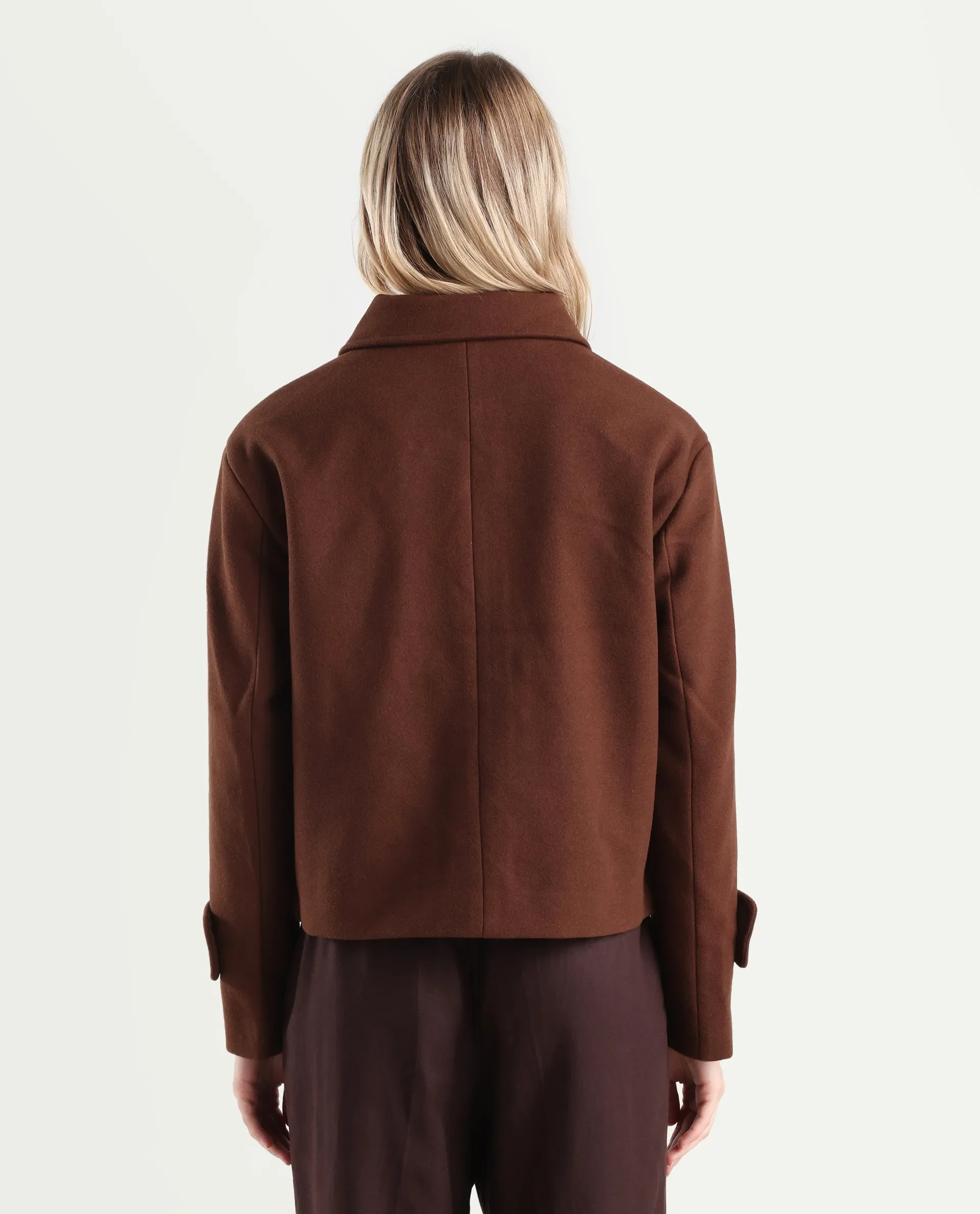 Rareism Women's Nikzo Brown Polyester Blend Spread Collar Regular Fit Jacket - Image 7