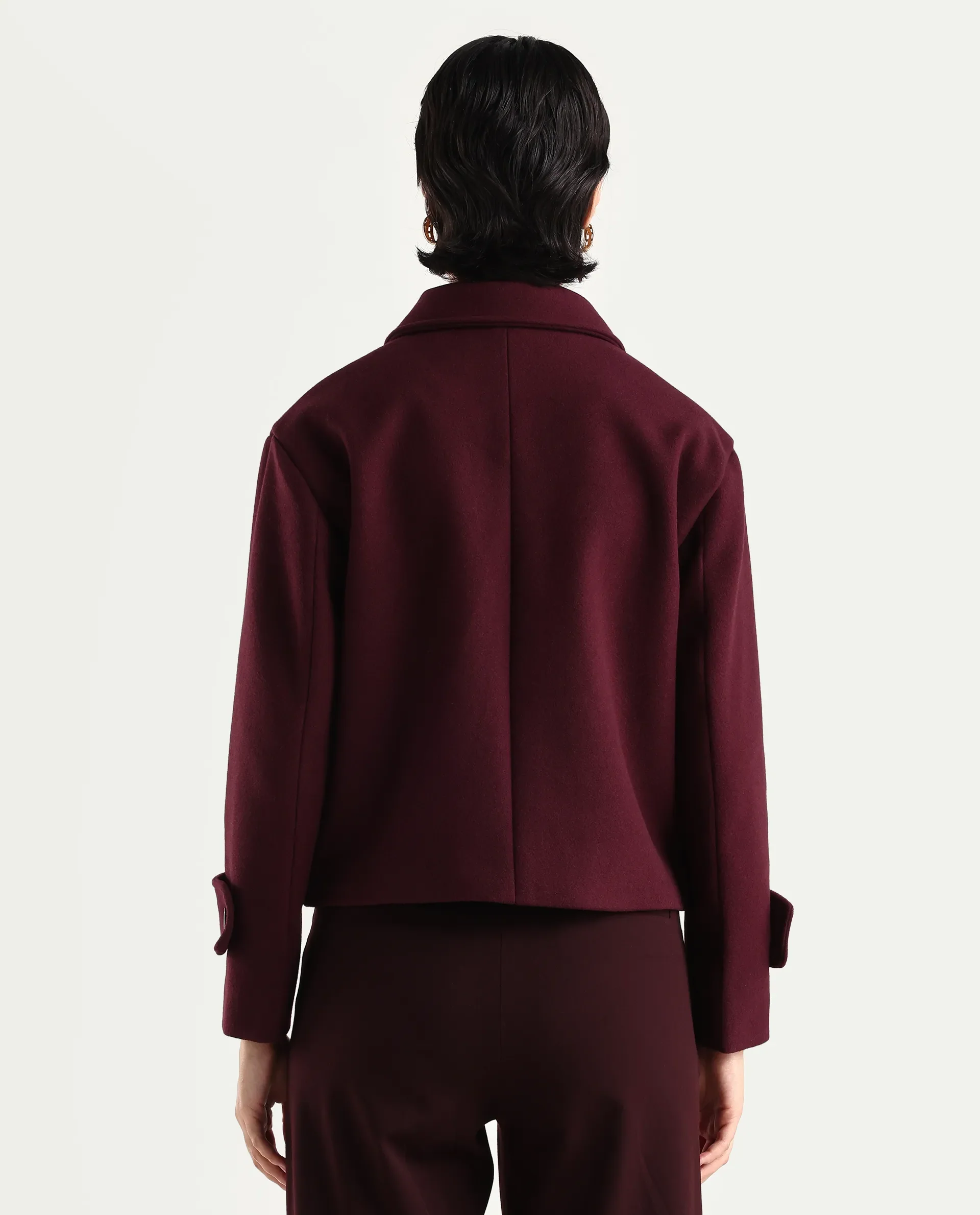 Rareism Women's Nikzo Wine Polyester Blend Spread Collar Regular Fit Jacket - Image 7
