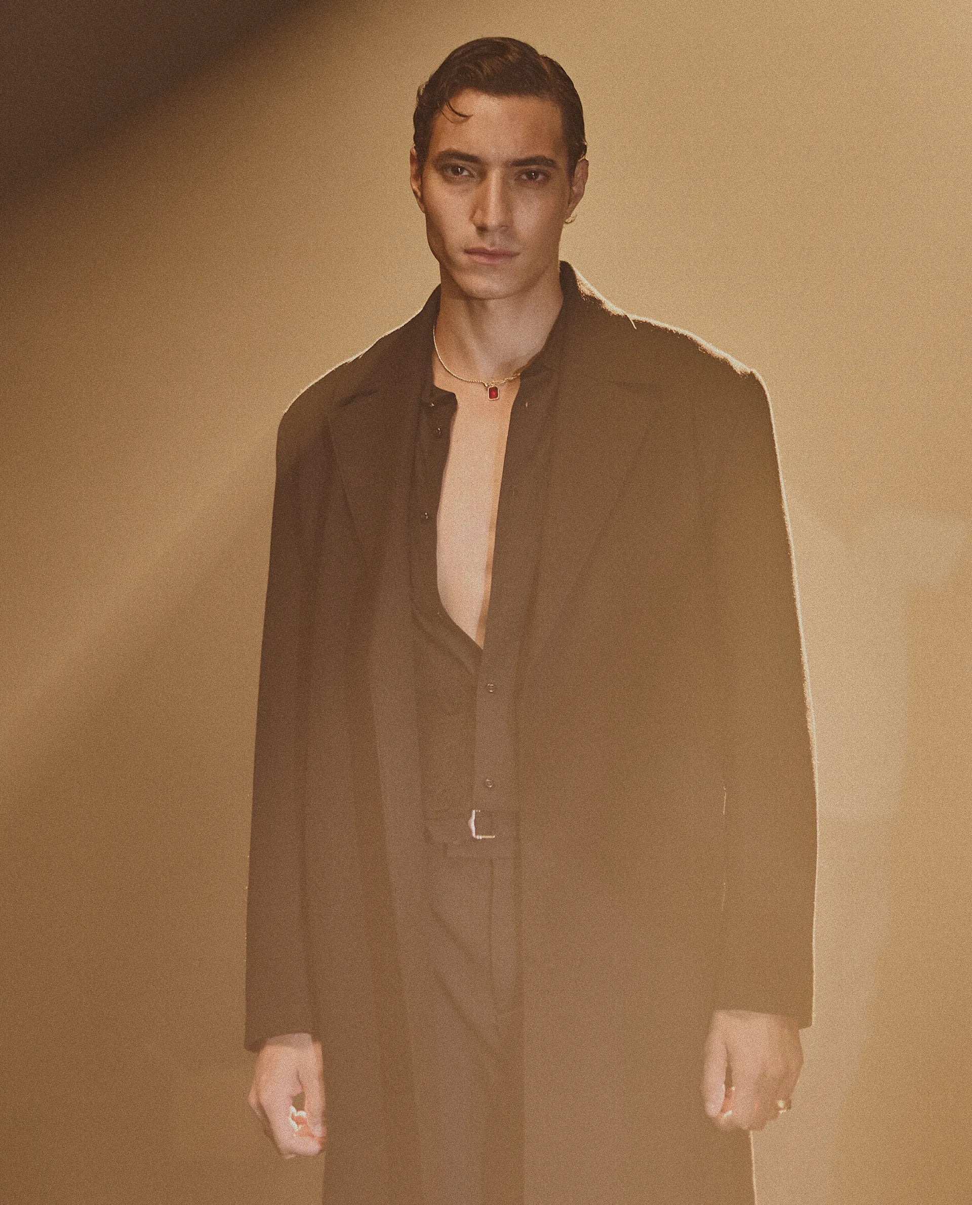 Rare Rabbit Men's Nima Black Polyester Blend Fabric Collared Neck Relaxed Plain Coat - Image 3