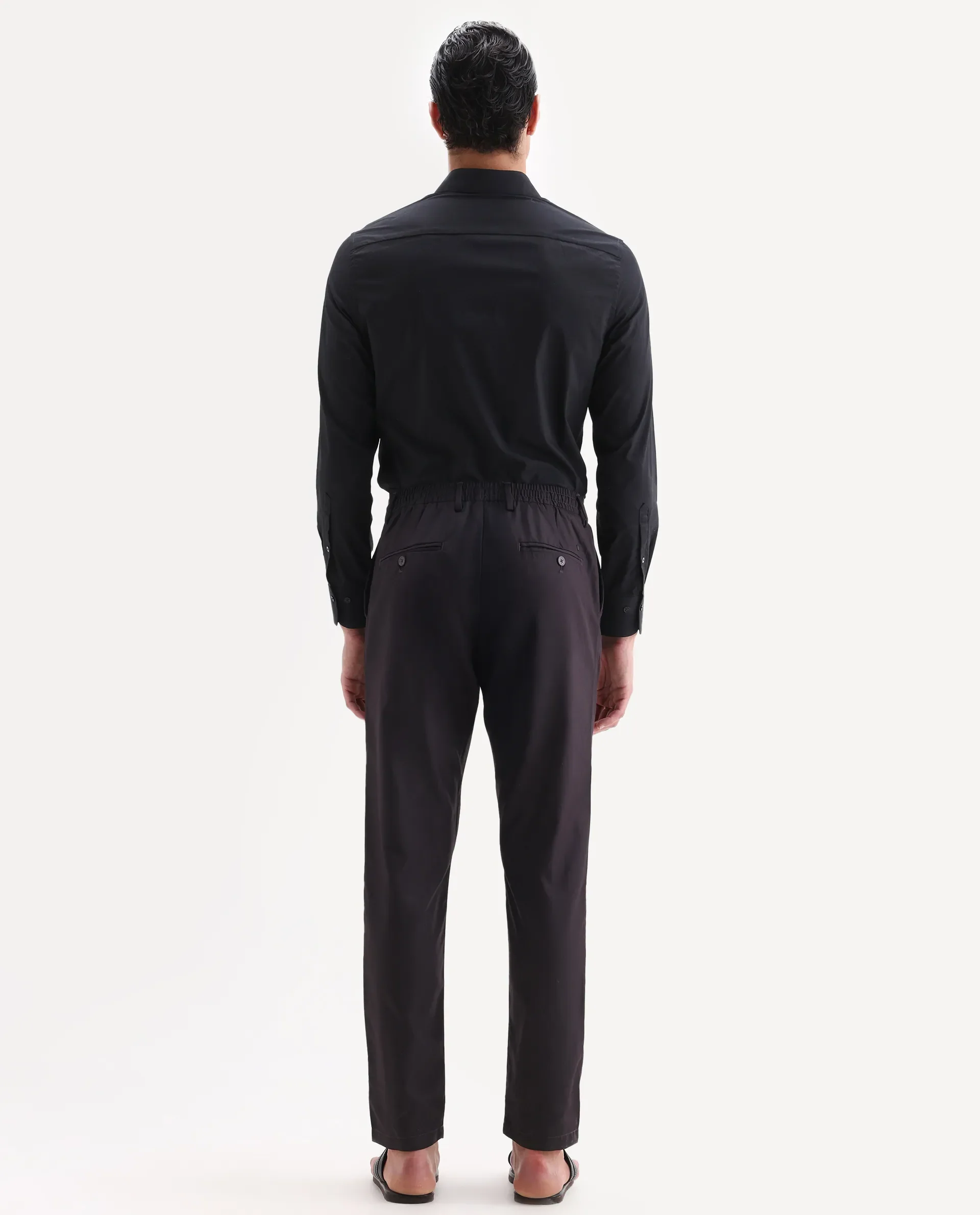Rare Rabbit Men's Nimb Dark Maroon Polyester Fabric Drawstring And Button Closure Regular Fit Solid Trousers - Image 8