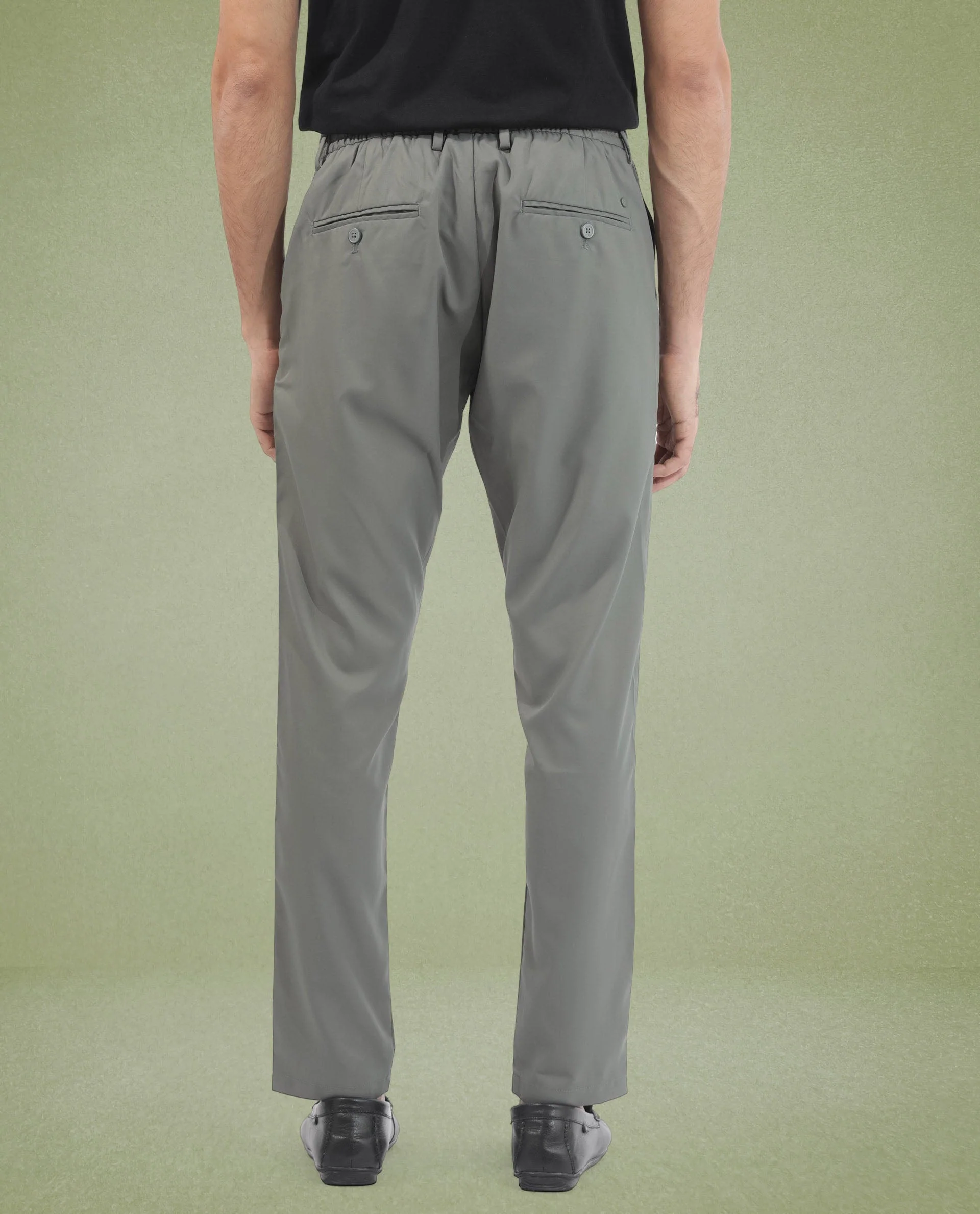 Rare Rabbit Men's Nimb Dusky Green Polyester Fabric Drawstring And Button Closure High Rise Regular Fit Solid Trousers - Image 7