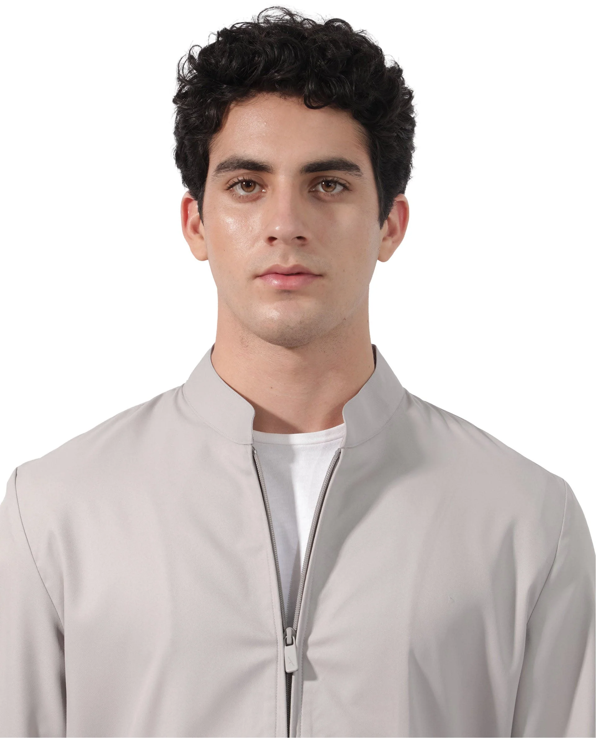 Rare Rabbit Men's Nimbus Light Grey Plain Mandarin Collar Smart Twill Jacket - Image 8