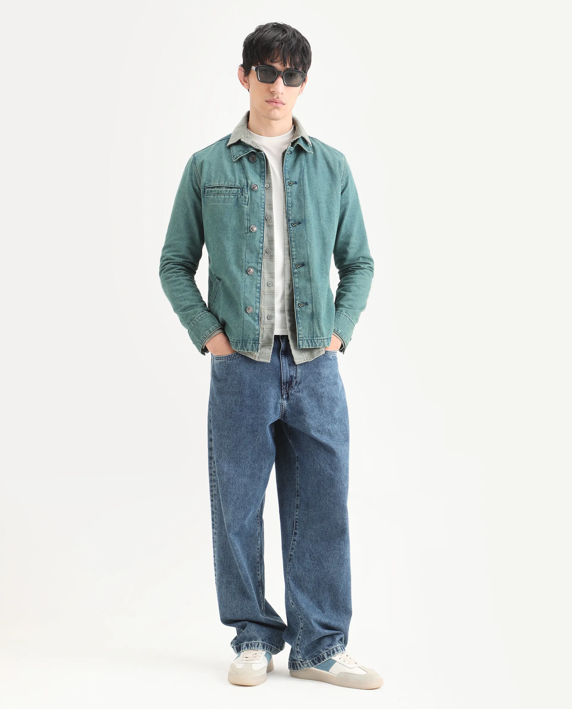 Rare Rabbit Men's Nio Green Cotton Plain Regular Fit Full Sleeve Spread Collar Jacket - Image 2