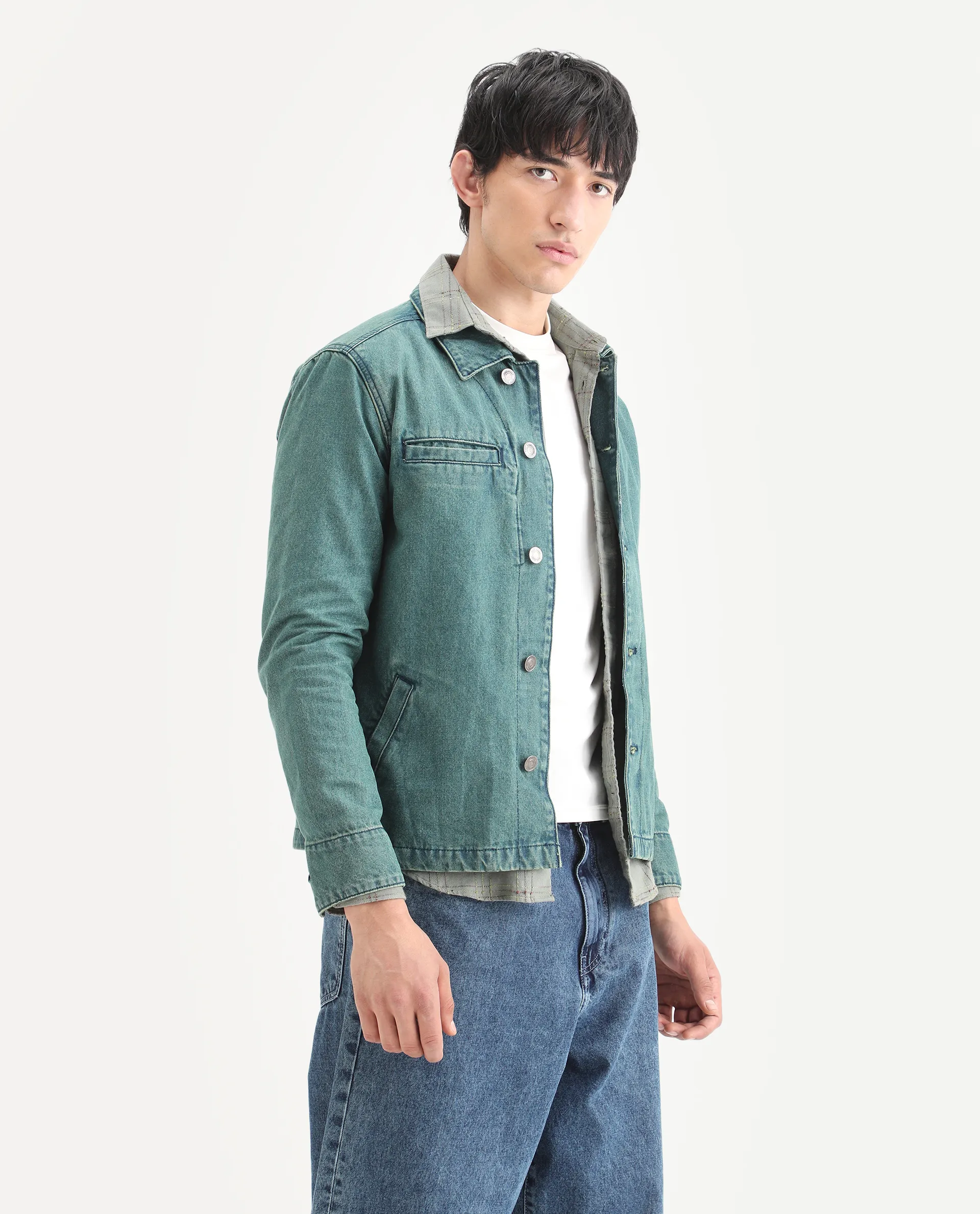 Rare Rabbit Men's Nio Green Cotton Plain Regular Fit Full Sleeve Spread Collar Jacket - Image 6