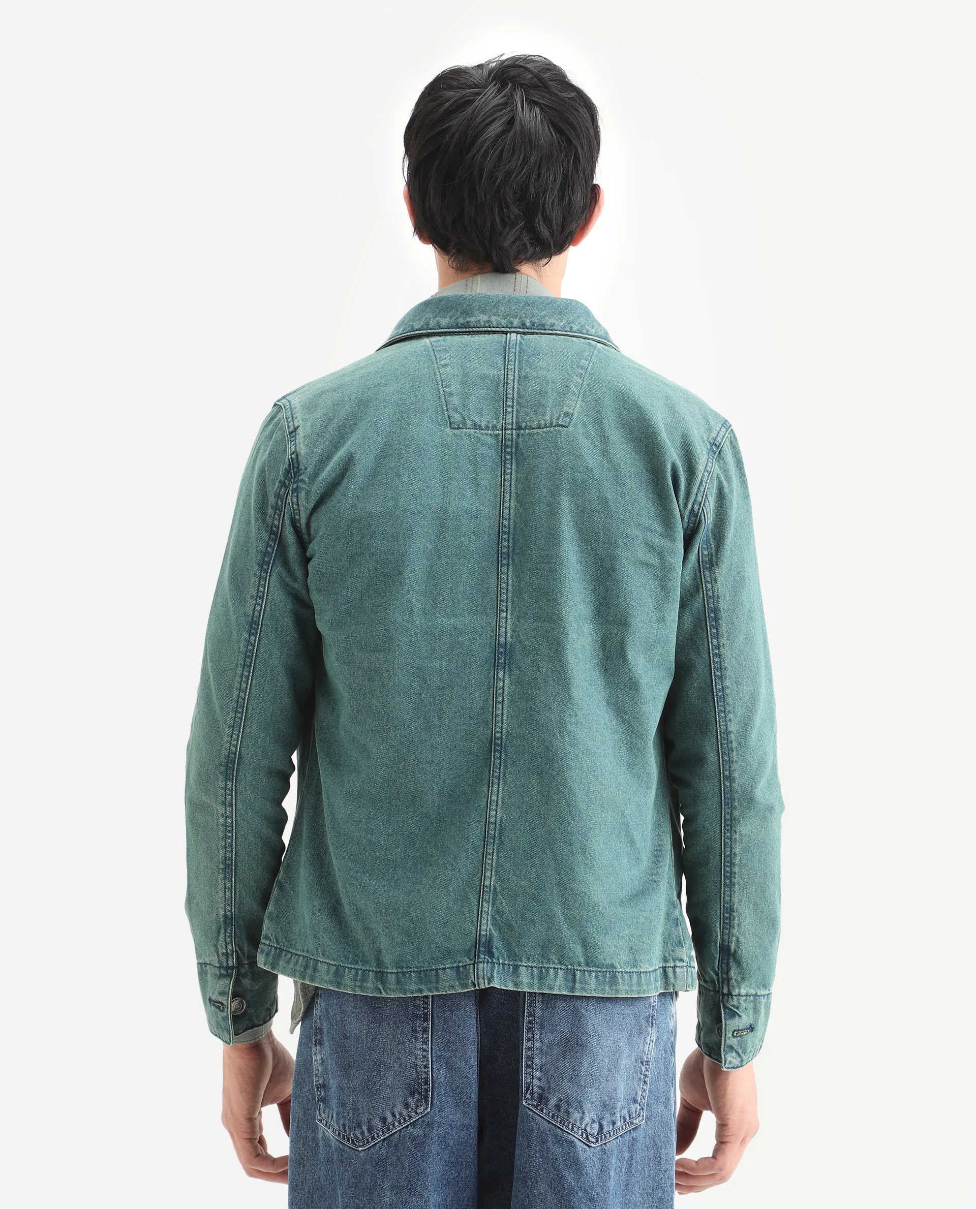Rare Rabbit Men's Nio Green Cotton Plain Regular Fit Full Sleeve Spread Collar Jacket - Image 7