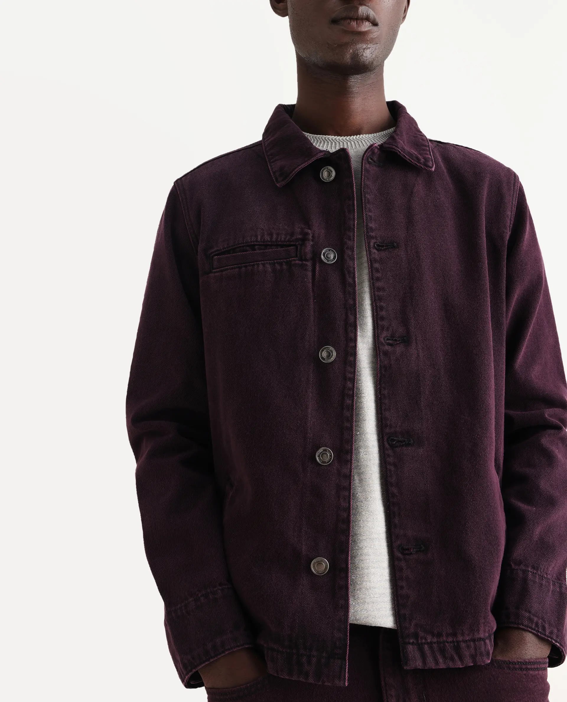 Rare Rabbit Men's Nio Dark Purple Cotton Plain Regular Fit Full Sleeve Spread Collar Jacket - Image 3
