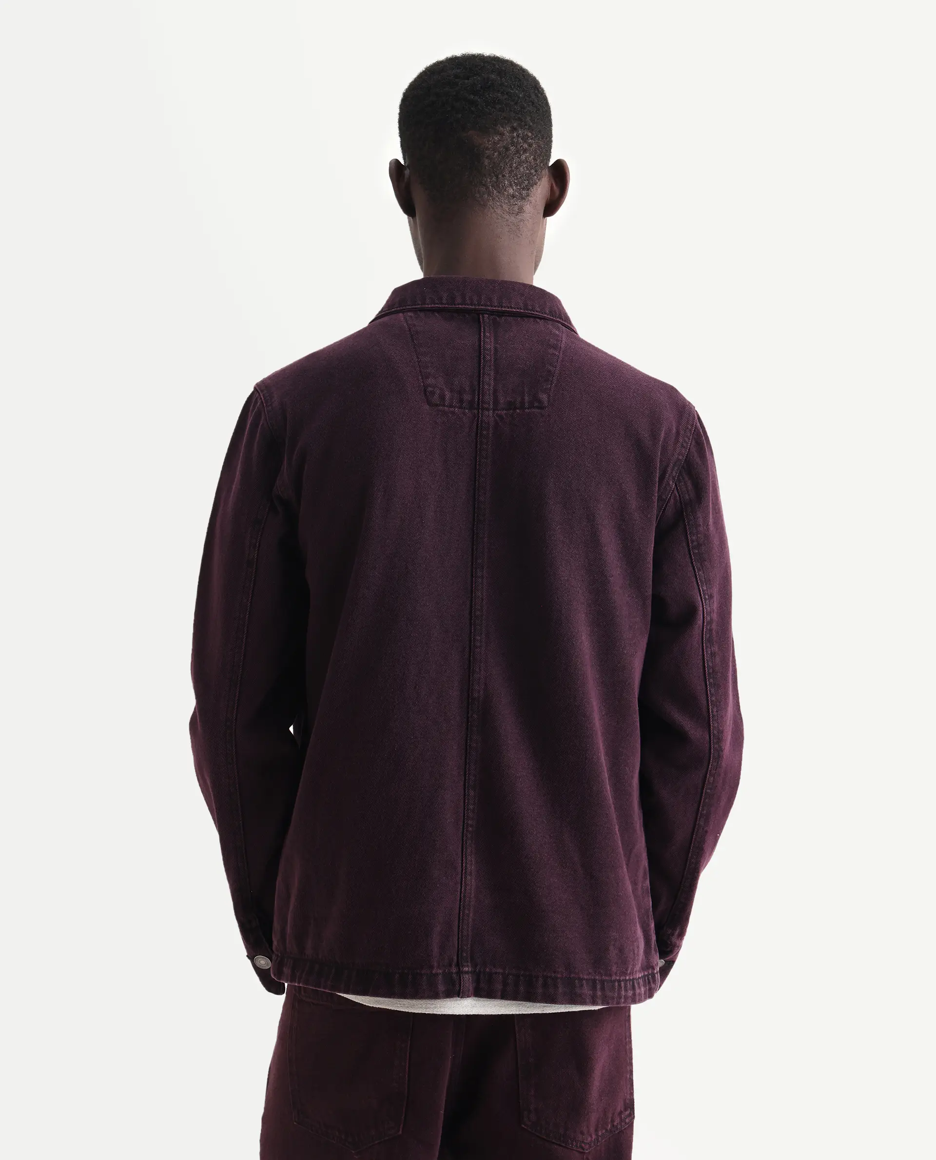 Rare Rabbit Men's Nio Dark Purple Cotton Plain Regular Fit Full Sleeve Spread Collar Jacket - Image 7