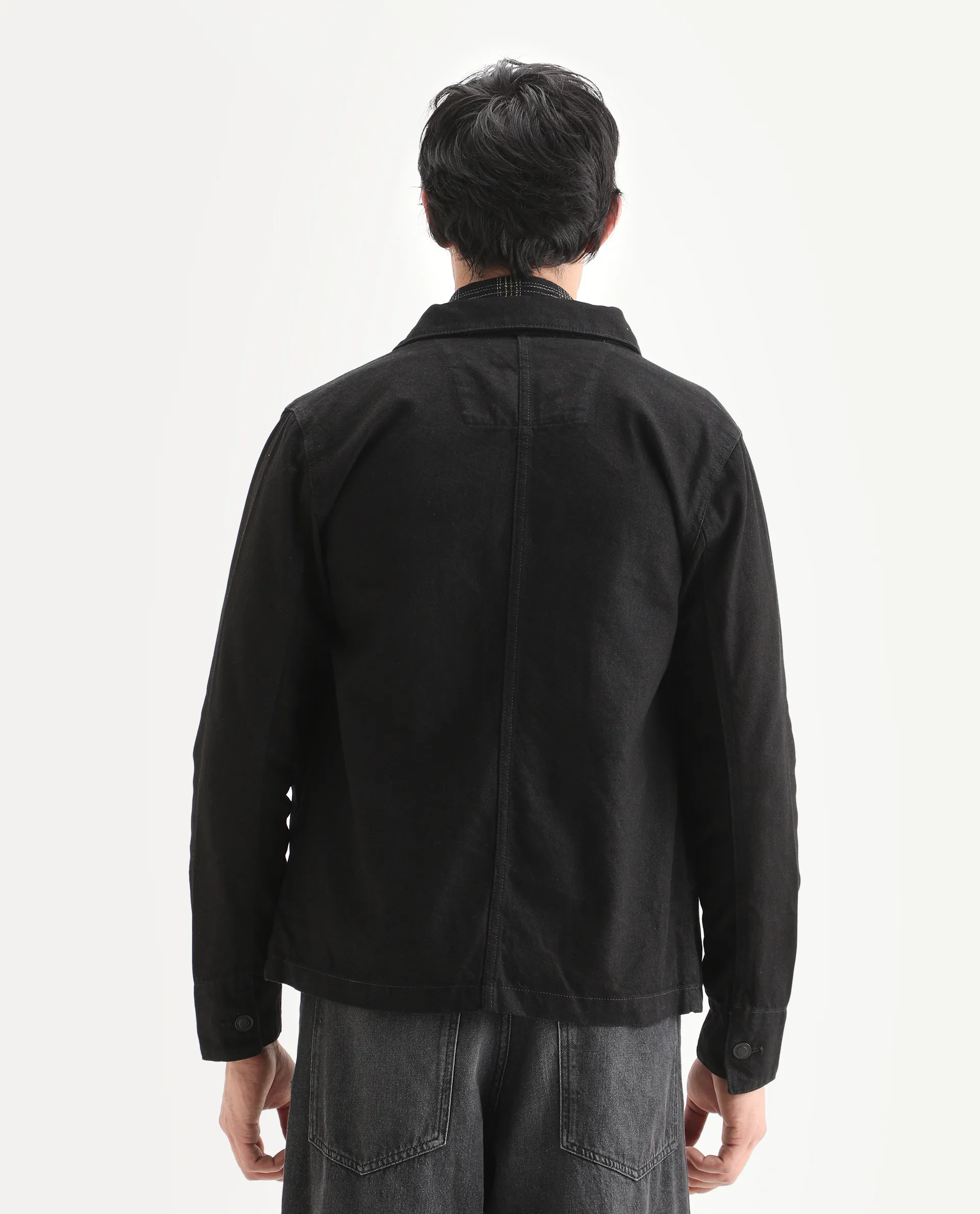 Rare Rabbit Men's Nio Black Cotton Plain Regular Fit Full Sleeve Spread Collar Jacket - Image 7