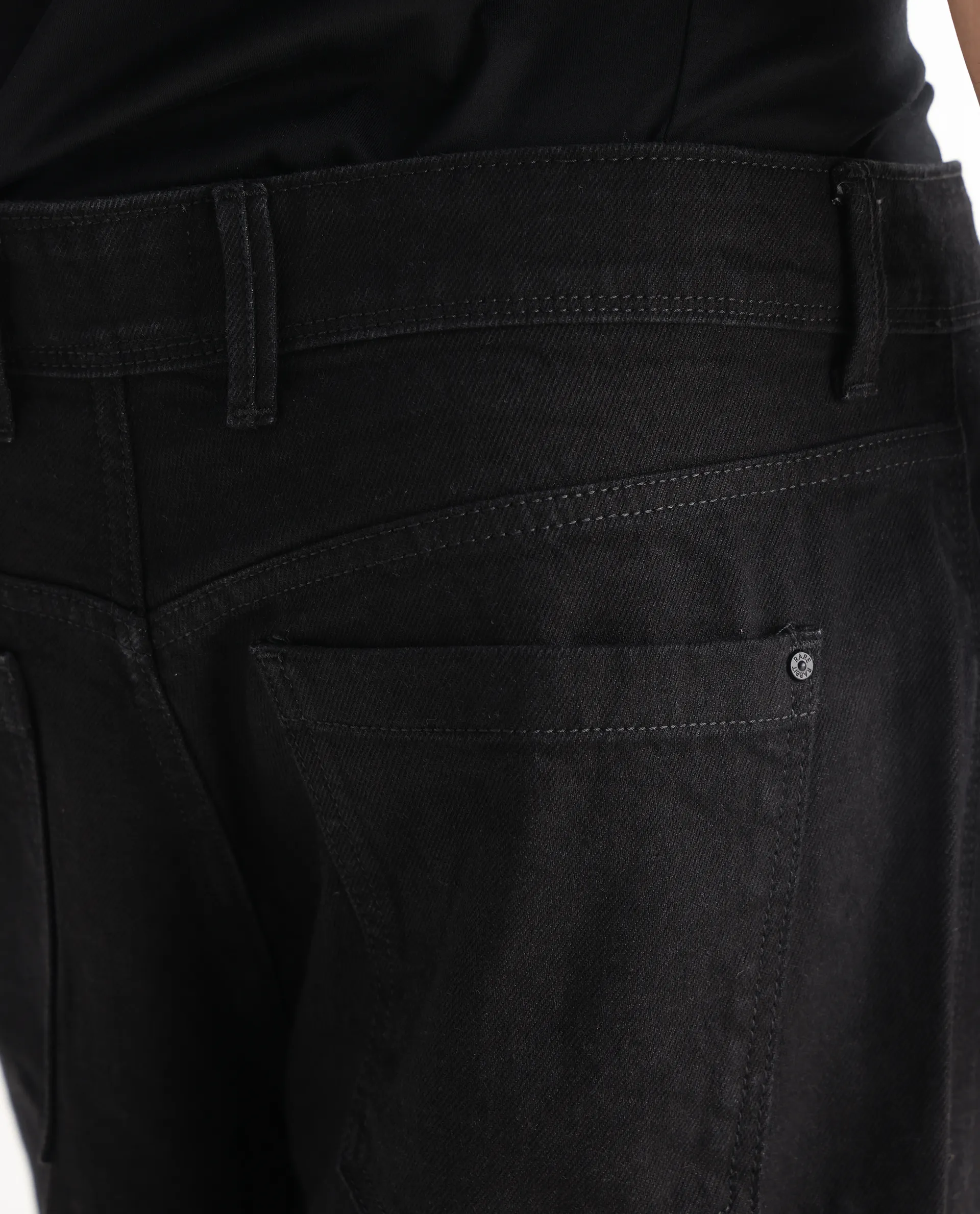 Rare Rabbit Men's Niot Black Cotton Plain Baggy Fit Jeans - Image 4
