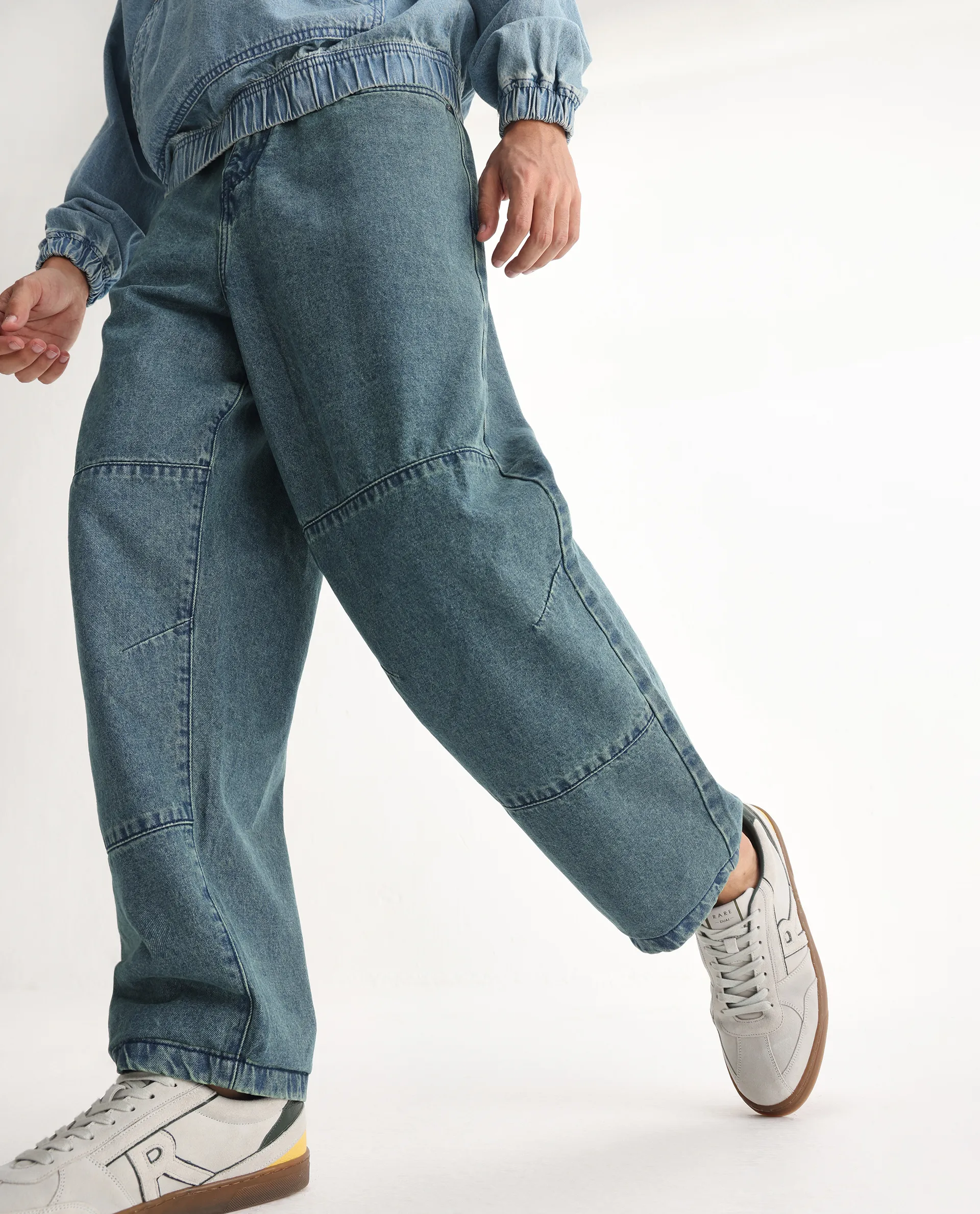 Rare Rabbit Men's Niok Green Cotton Plain Baggy Fit Jeans - Image 2