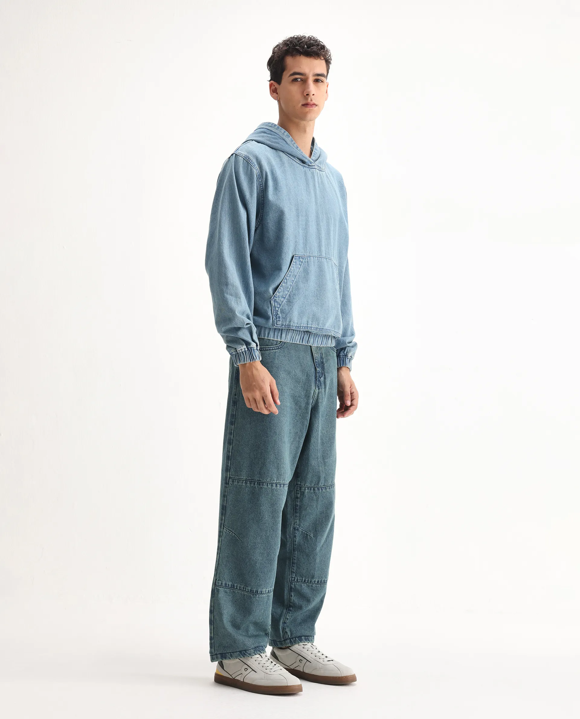 Rare Rabbit Men's Niok Green Cotton Plain Baggy Fit Jeans - Image 6