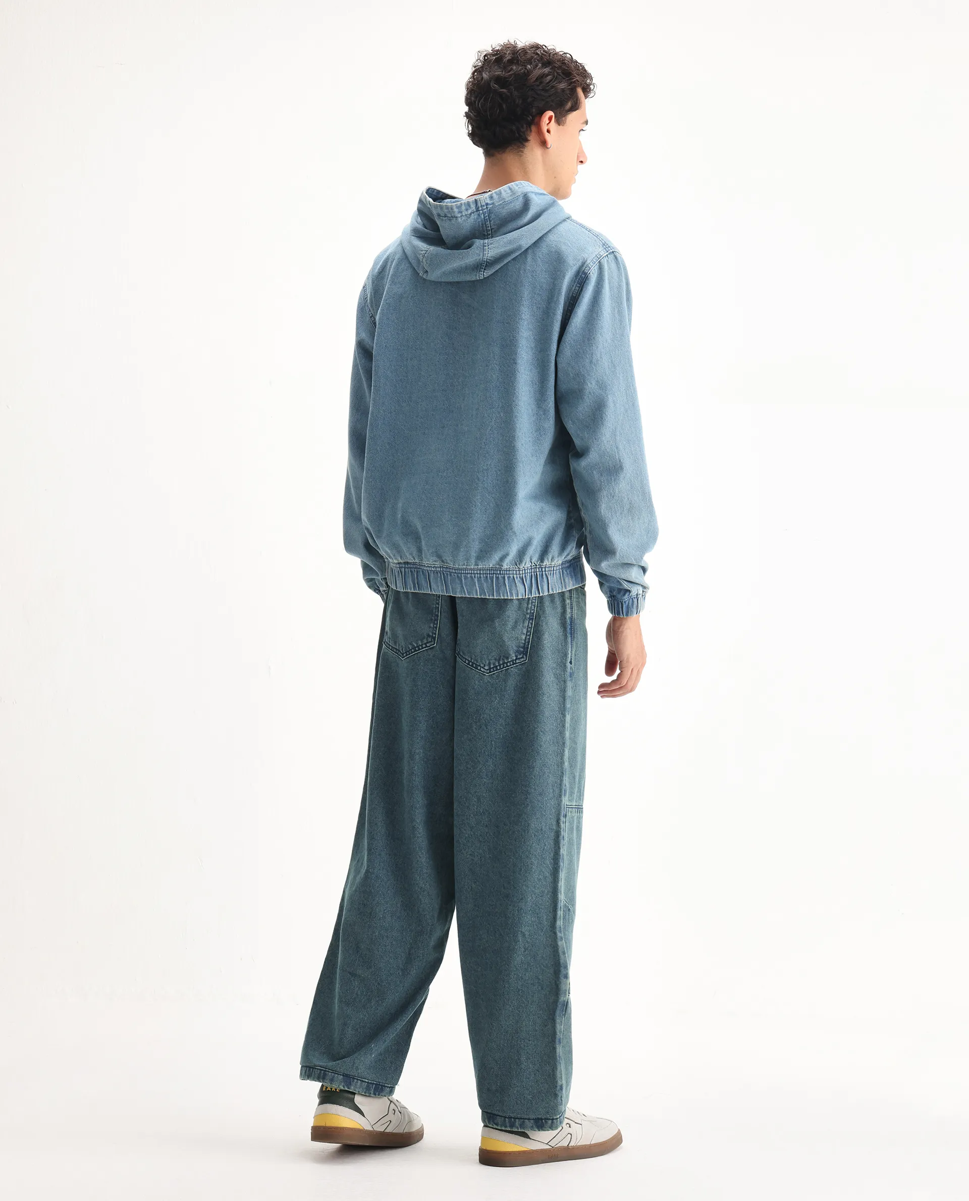 Rare Rabbit Men's Niok Green Cotton Plain Baggy Fit Jeans - Image 9