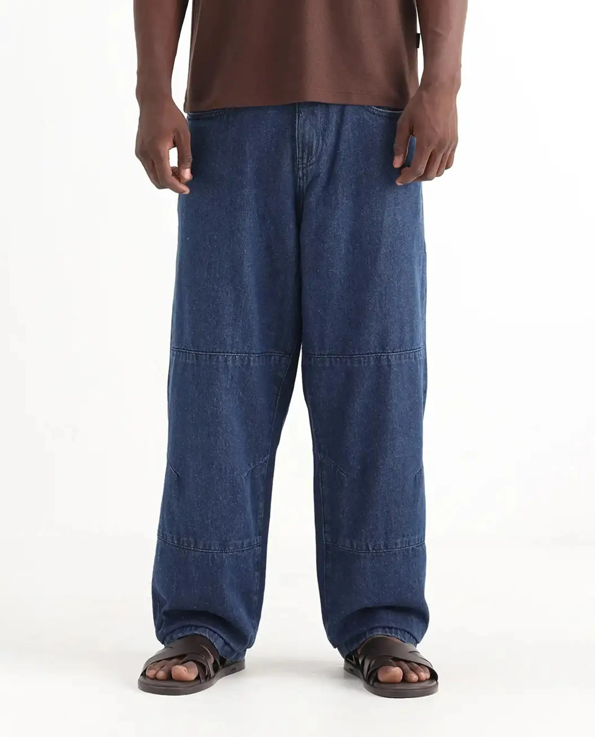Rare Rabbit Men's Niot Blue Cotton Plain Baggy Fit Jeans - Image 10