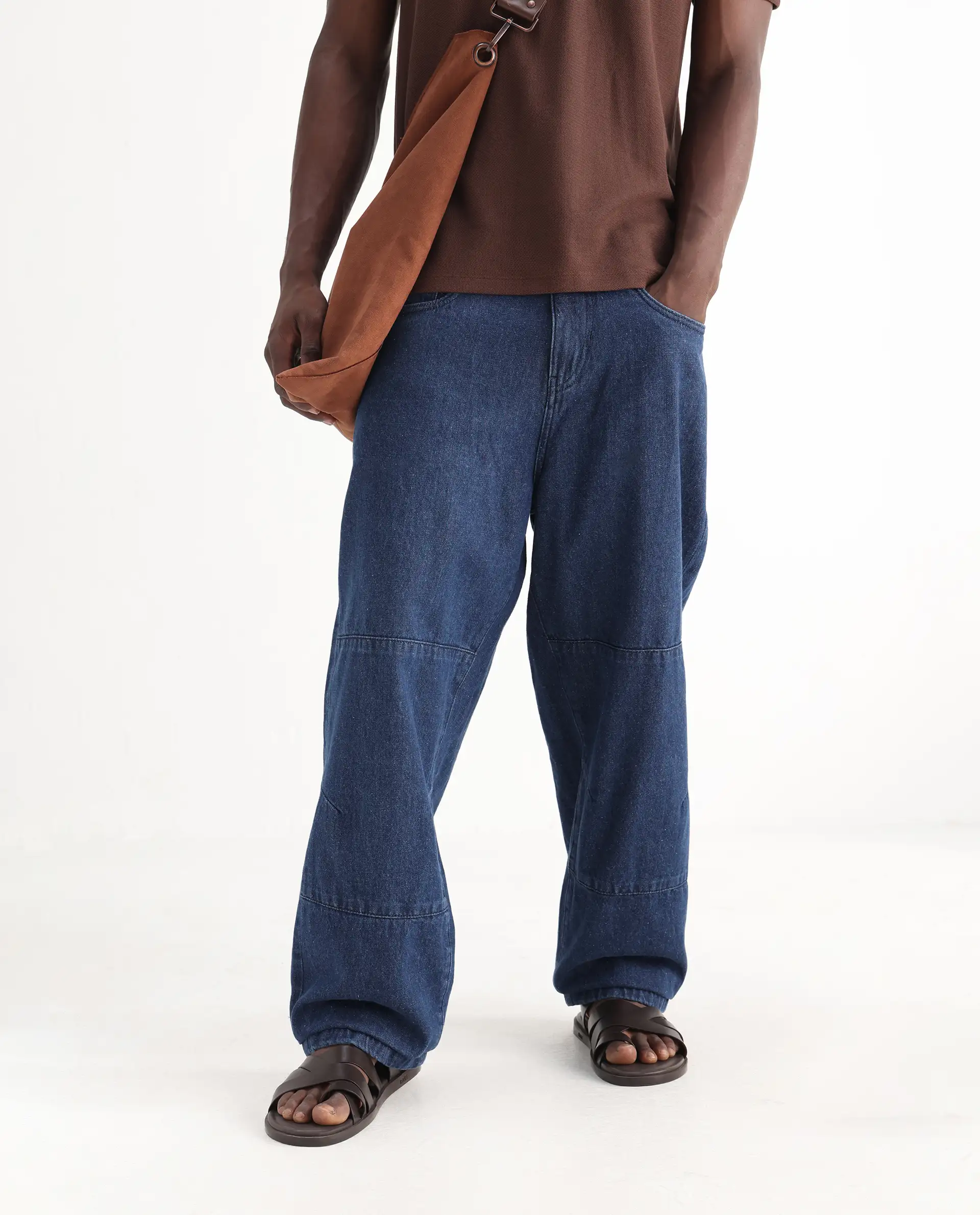 Rare Rabbit Men's Niot Blue Cotton Plain Baggy Fit Jeans - Image 2