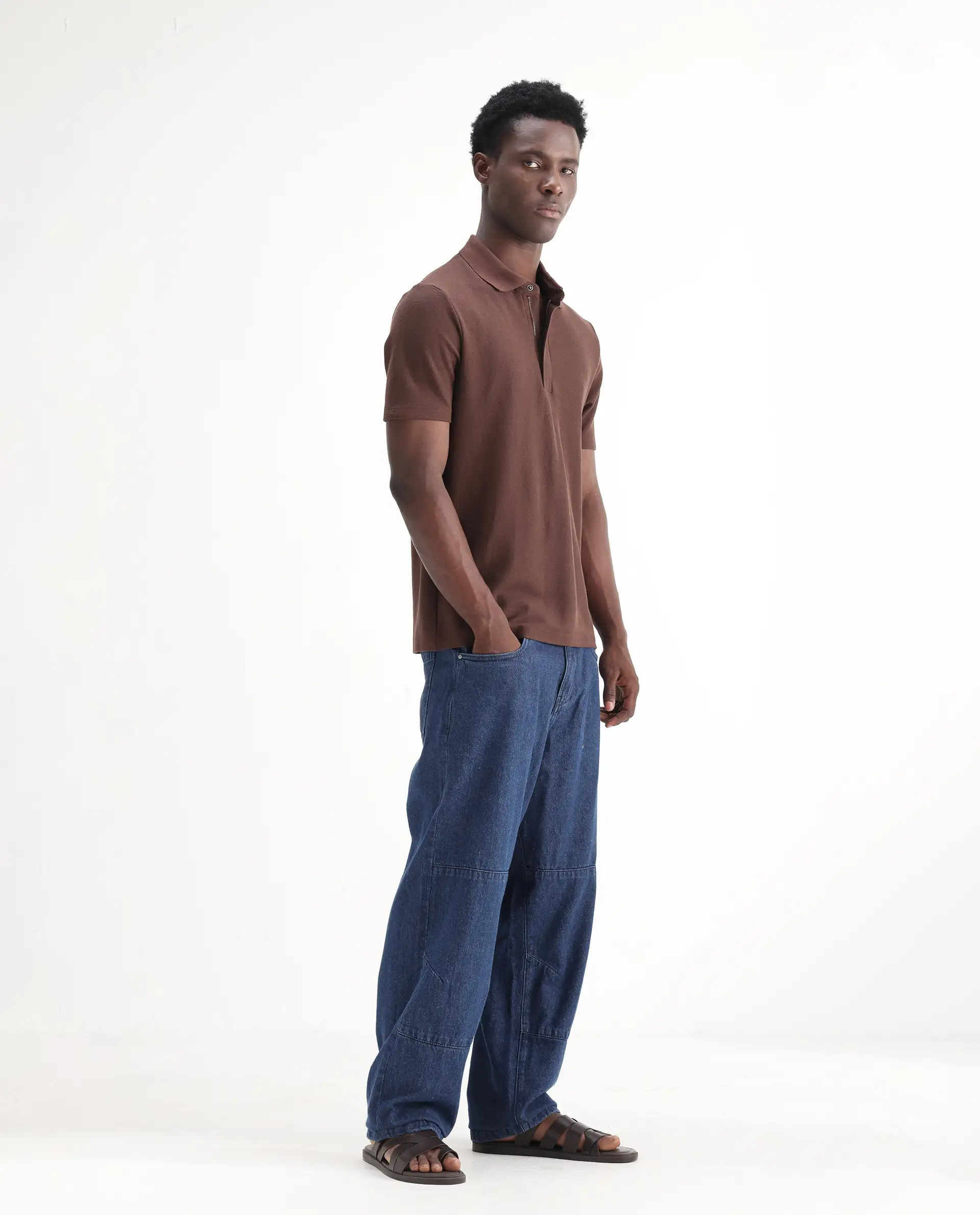 Rare Rabbit Men's Niot Blue Cotton Plain Baggy Fit Jeans - Image 3