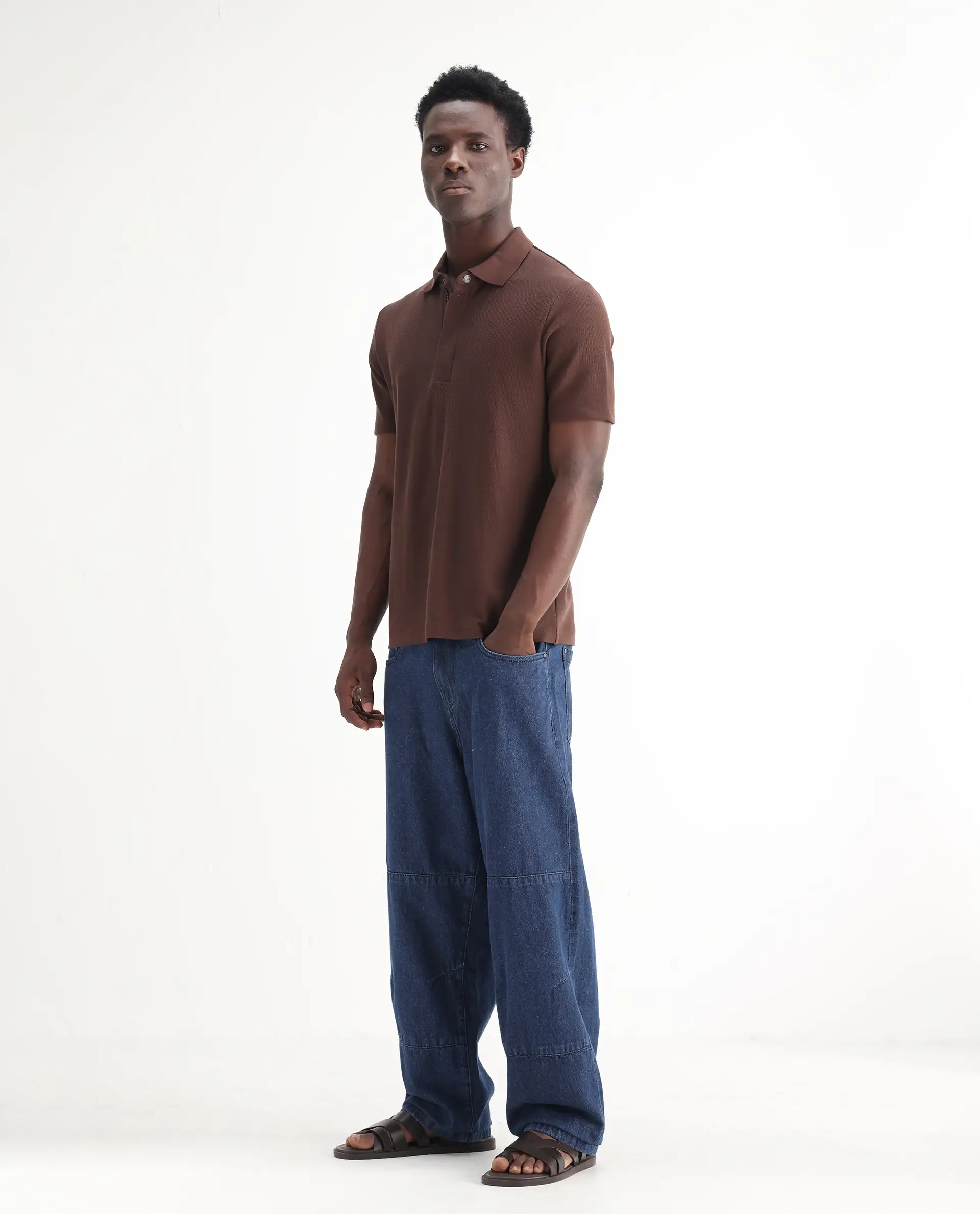 Rare Rabbit Men's Niot Blue Cotton Plain Baggy Fit Jeans - Image 5