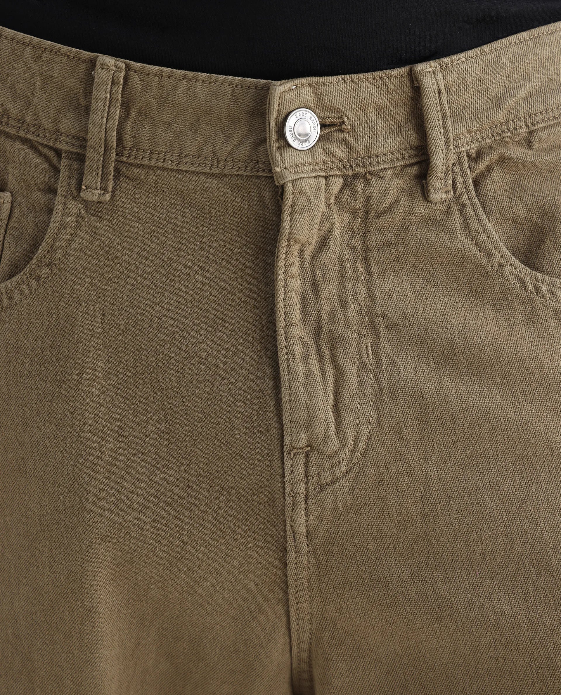 Rare Rabbit Men's Niot Khaki Cotton Plain Baggy Fit Jeans - Image 8