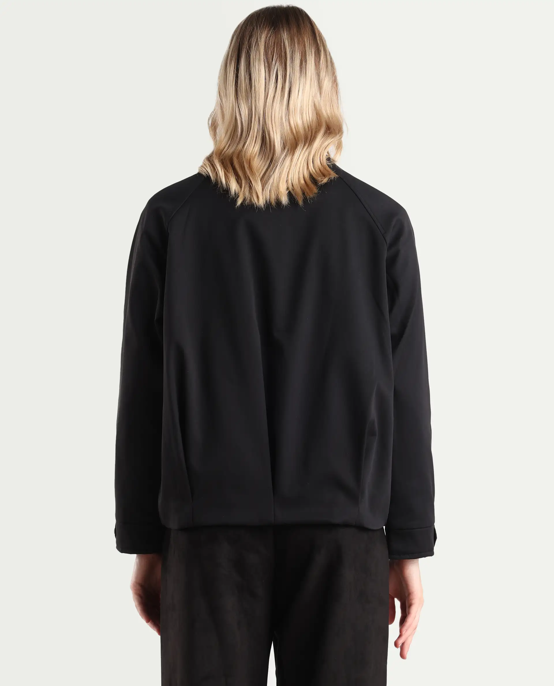 Rareism Women's Nira Black Polyester Crew Neck Relaxed Fit Jacket - Image 7