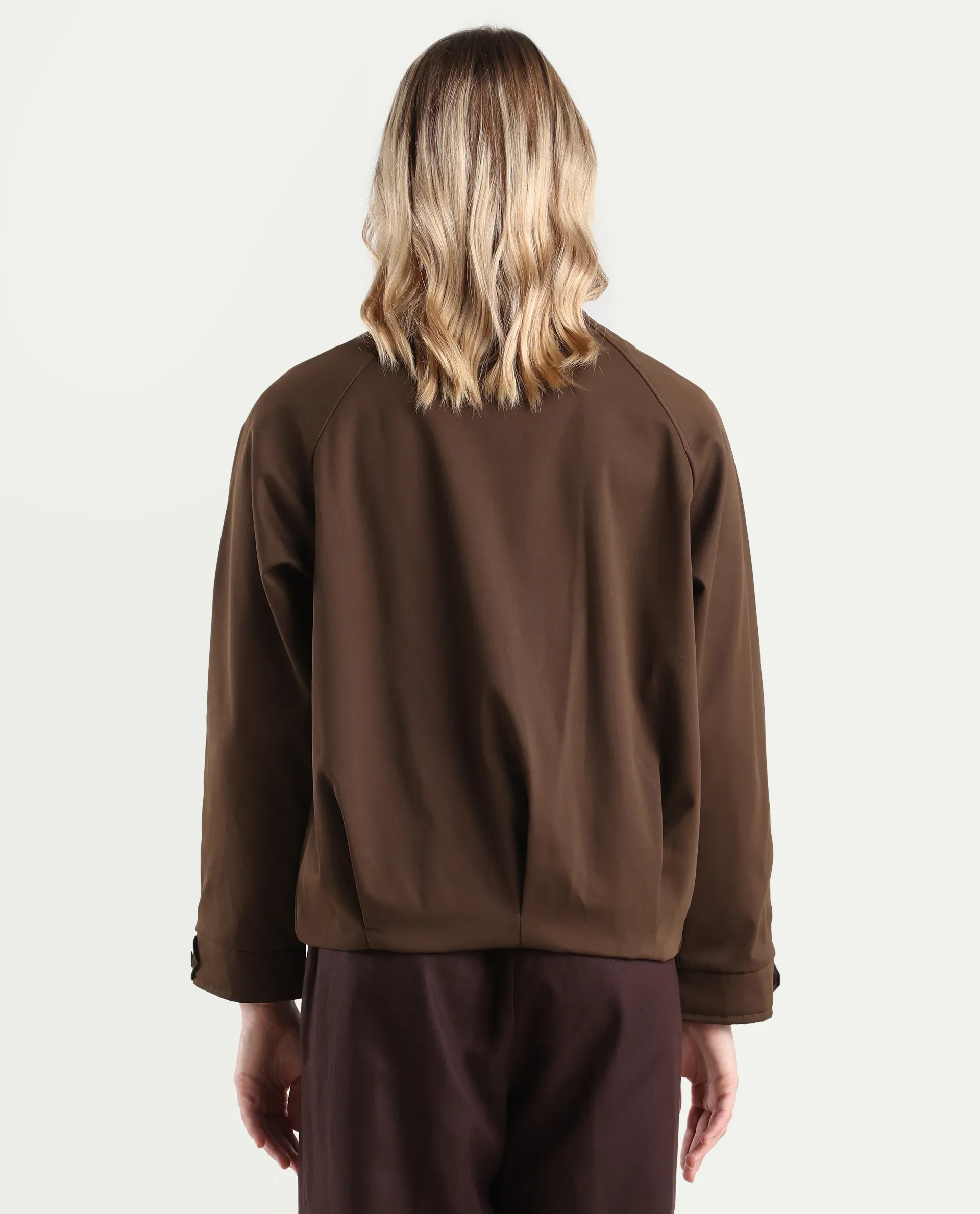 Rareism Women's Nira Coffee Polyester Crew Neck Relaxed Fit Jacket - Image 7