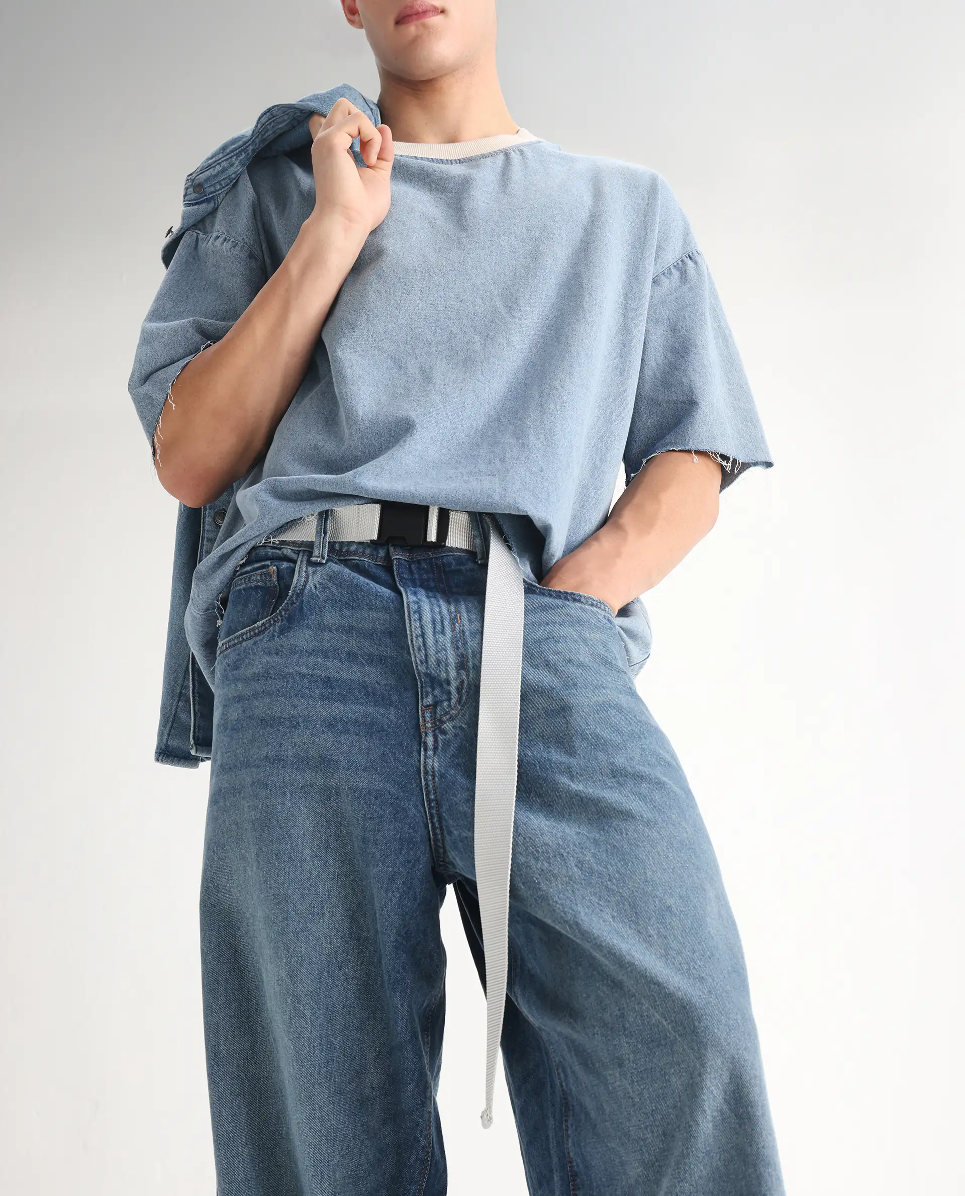 Rare Rabbit Men's Niret Blue Cotton Plain Baggy Fit Jeans - Image 2