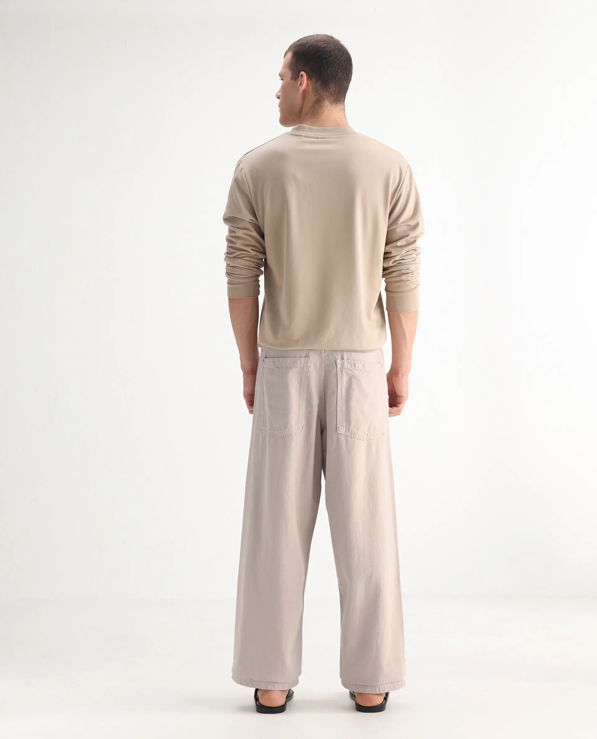 Rare Rabbit Men's Niretor-2 Beige Cotton Plain Baggy Fit Jeans - Image 9