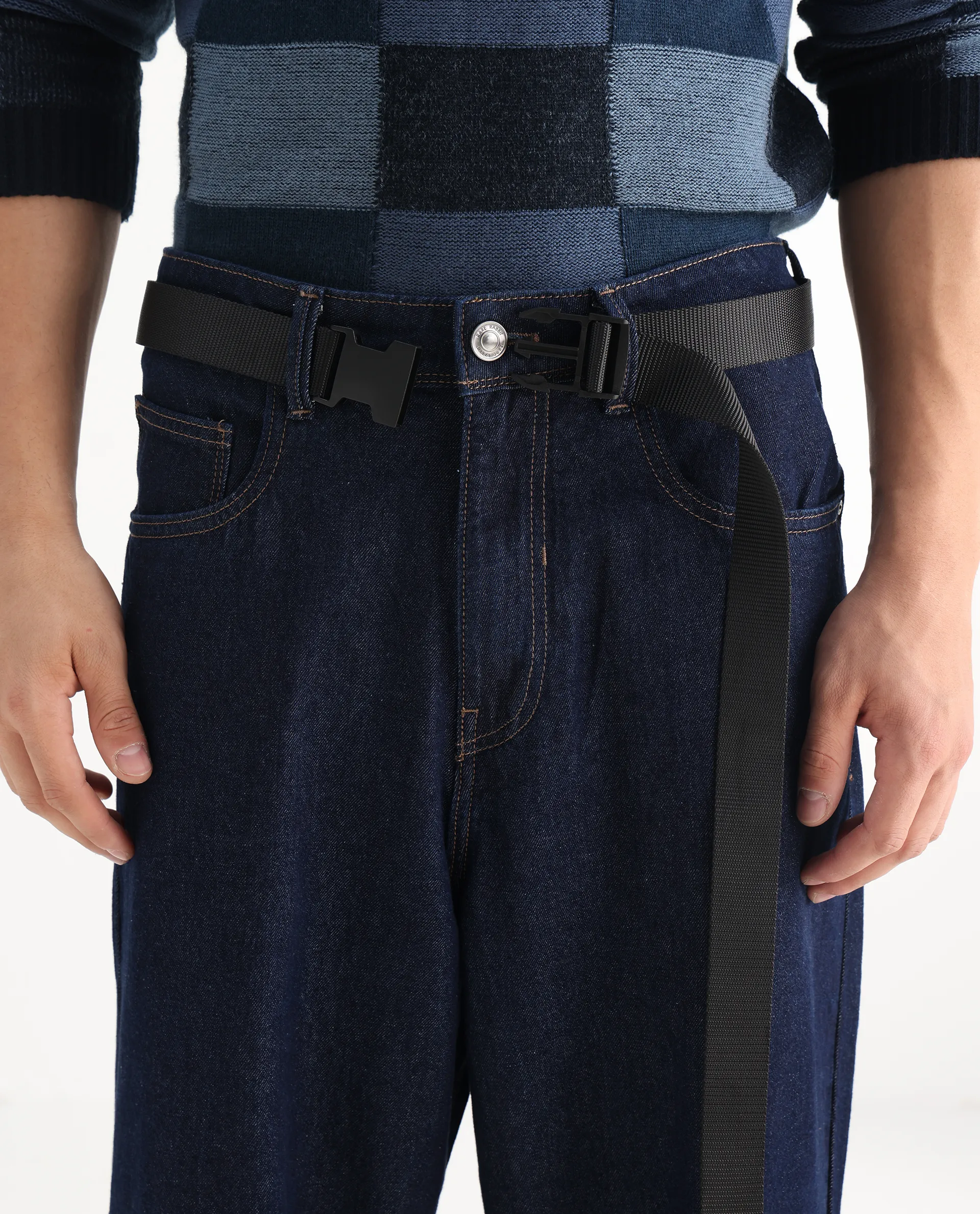 Rare Rabbit Men's Niretor Dark Cotton Plain Baggy Fit Jeans - Image 6