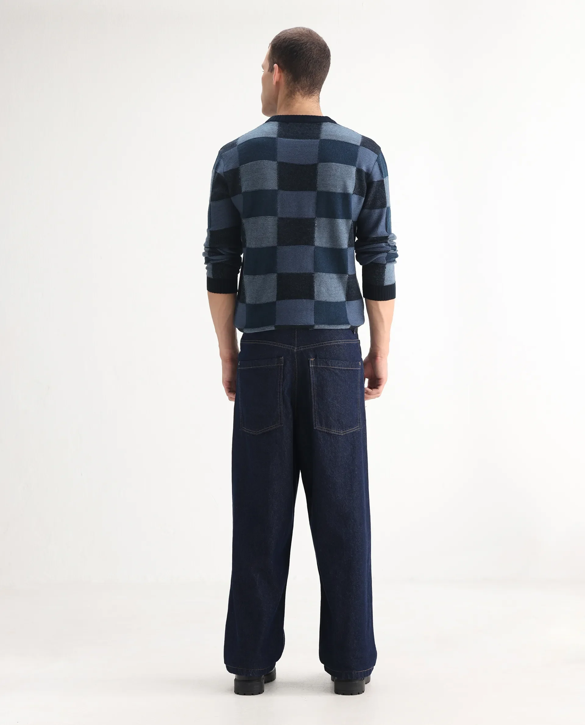 Rare Rabbit Men's Niretor Dark Cotton Plain Baggy Fit Jeans - Image 9
