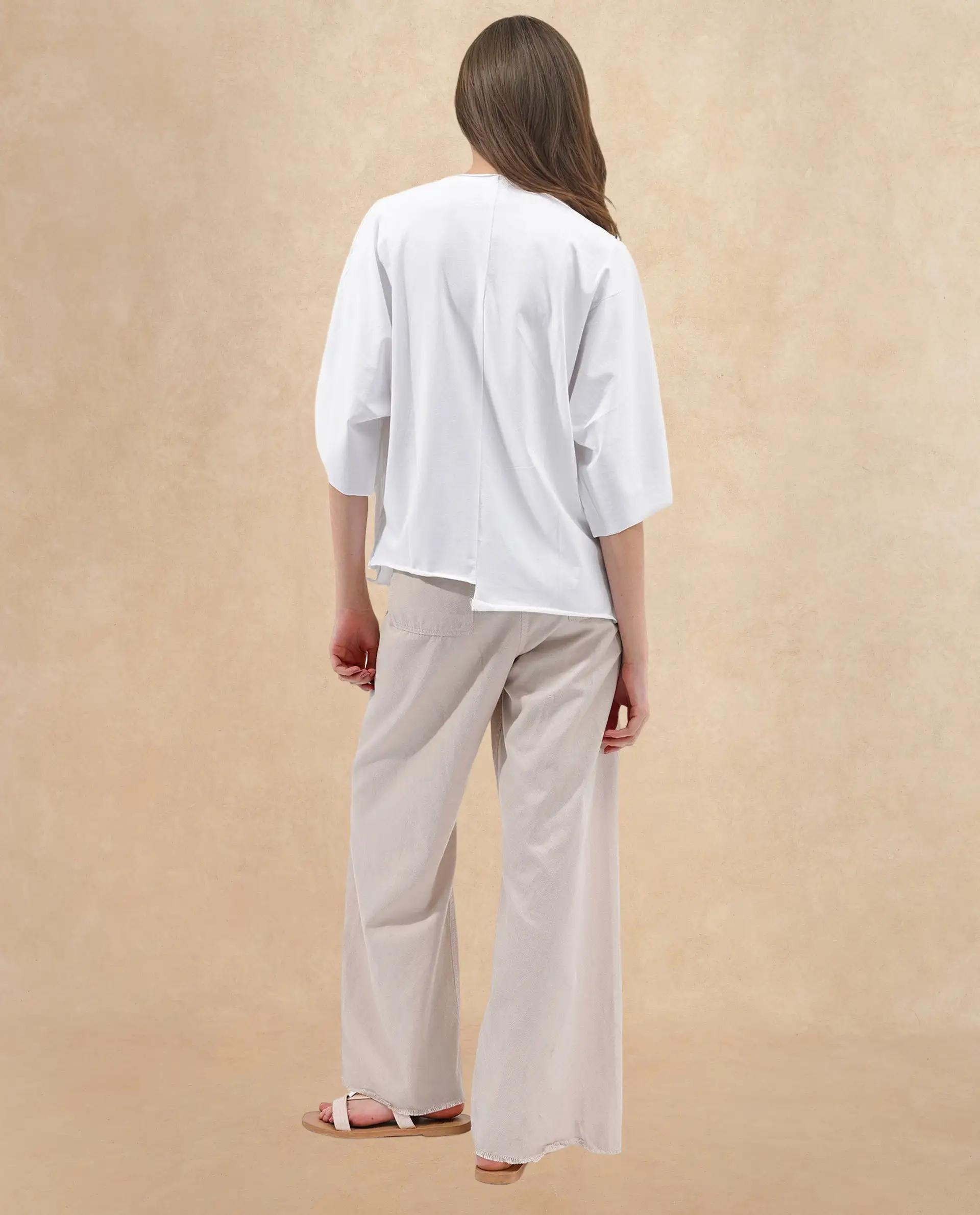 Rareism Women's Nirv White Cotton Collarless Plain Relaxed Fit Shrug - Image 7