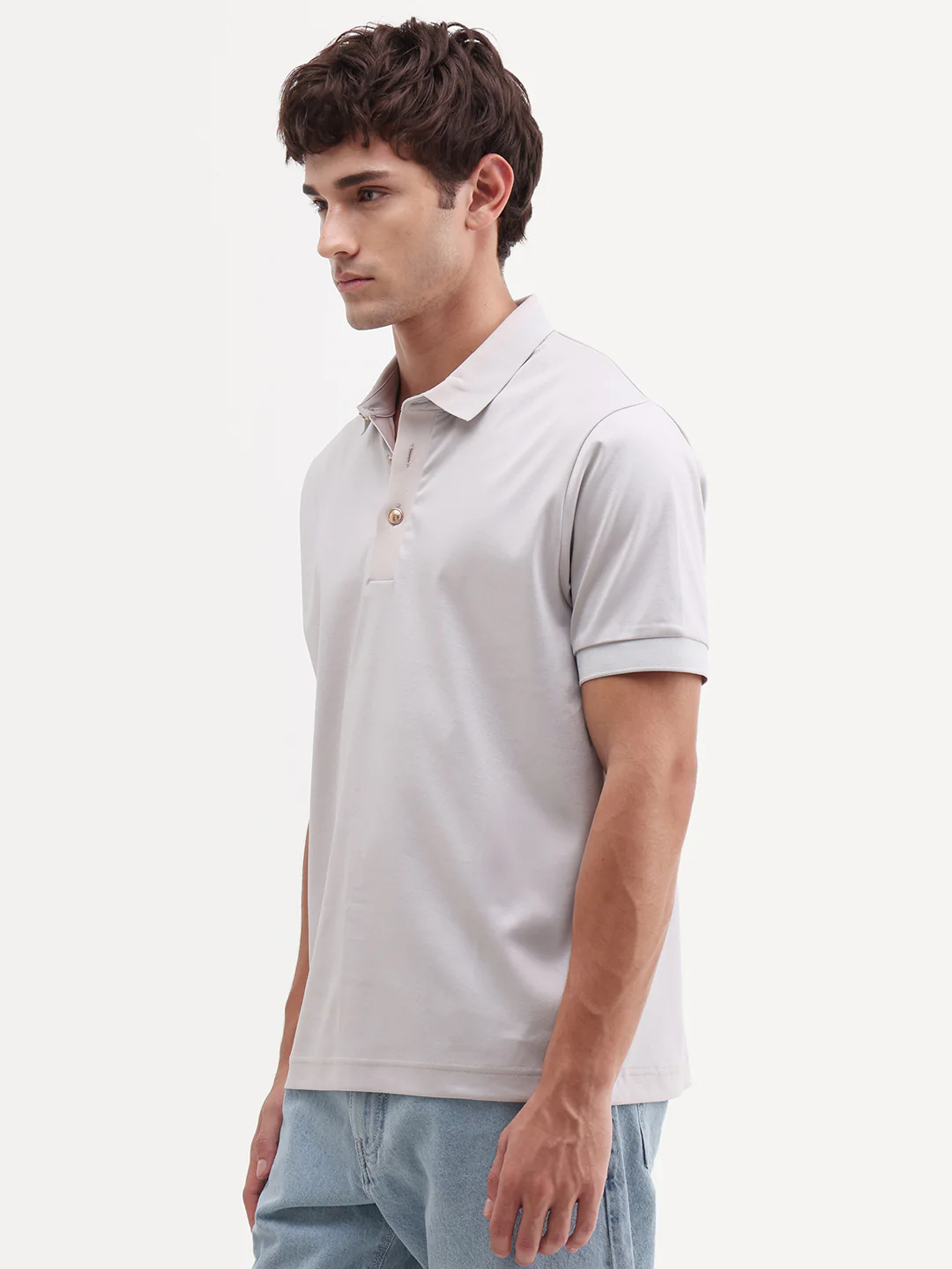 Rare Rabbit Men's Nish Pastel Green Cotton Fabric Half Sleeve Spread Collar Regular Fit Plain Polo - Image 5