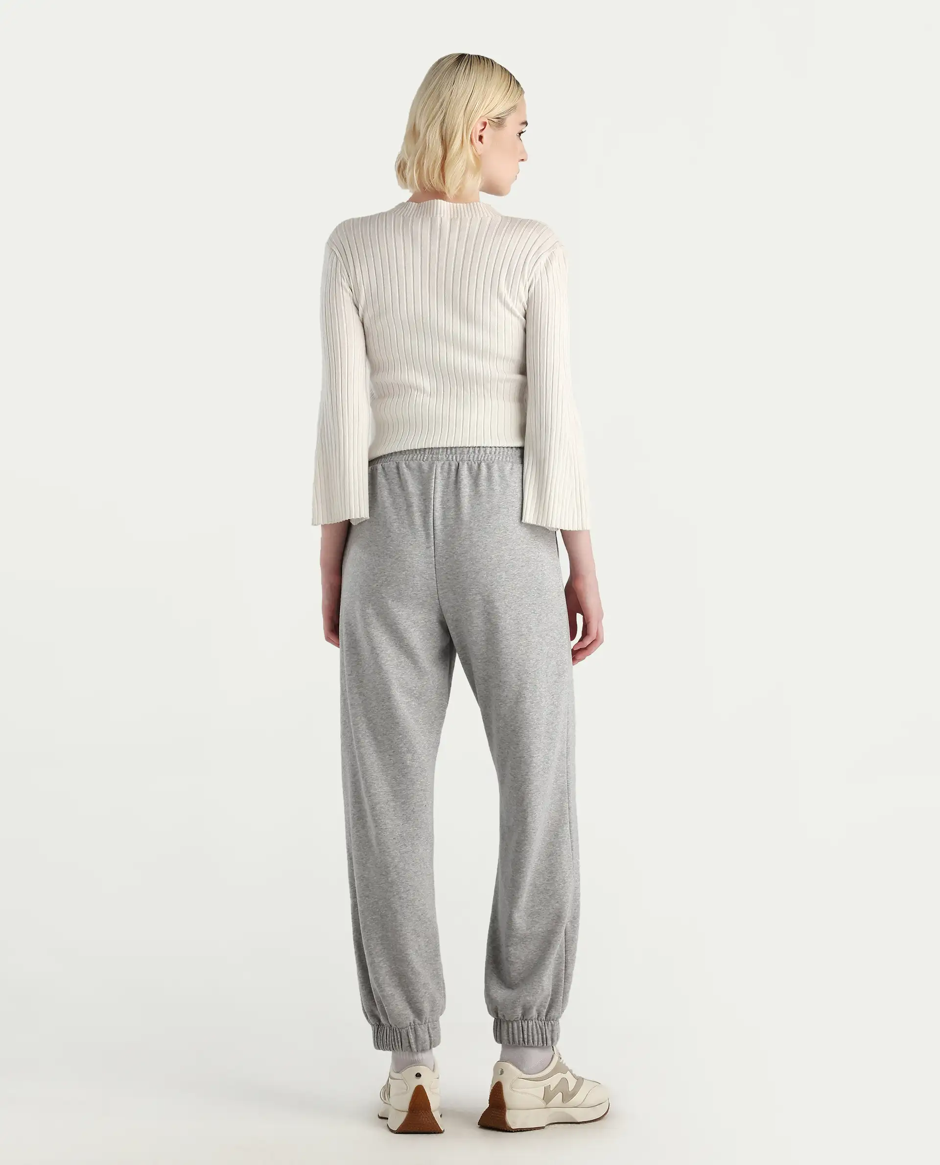 Rareism Women's Nitel Grey Melange Cotton Jogger Fit Track Pant - Image 6