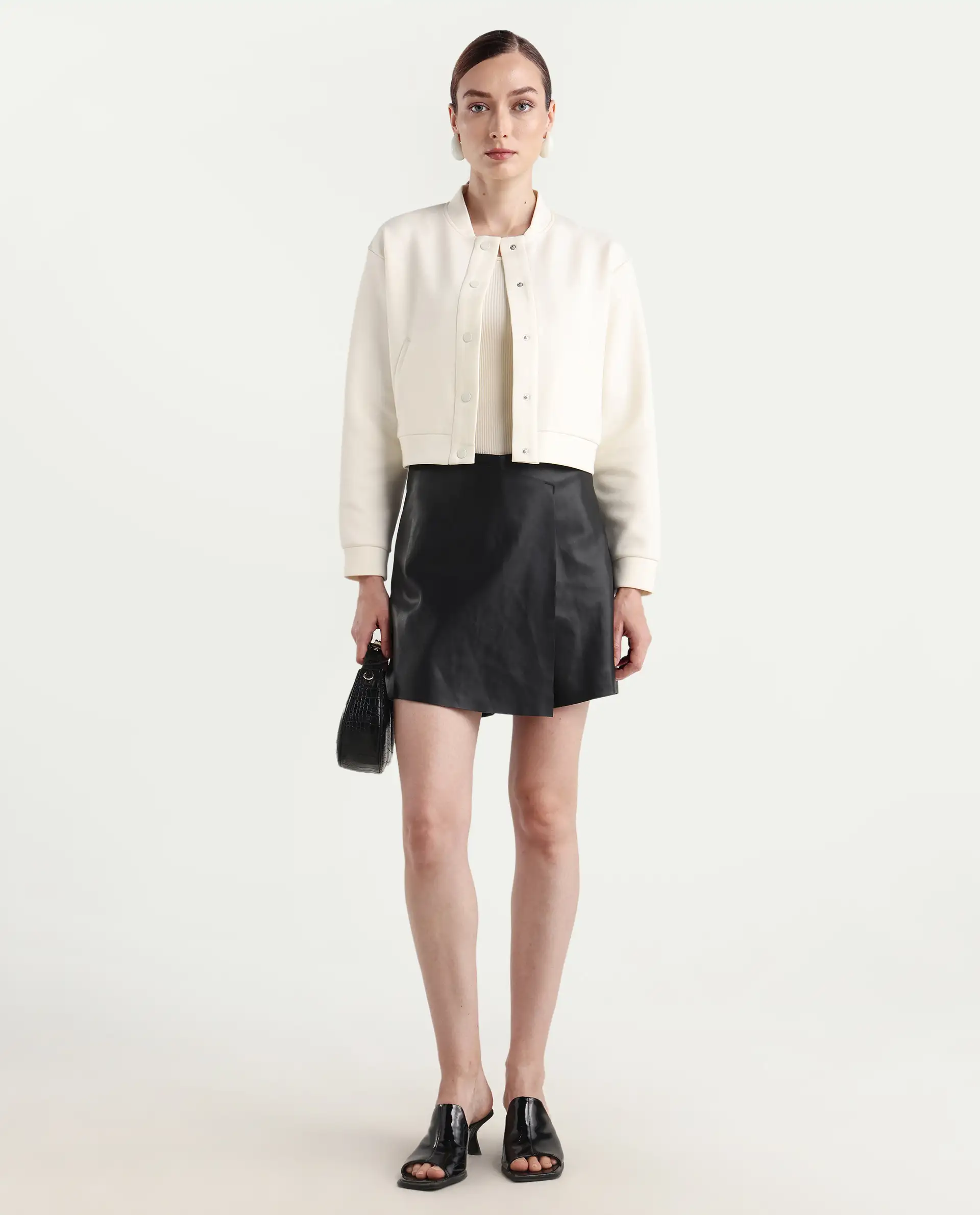 Rareism Women's Nitt Off White Cotton Blend Stand Collar Regular Fit Jacket - Image 2
