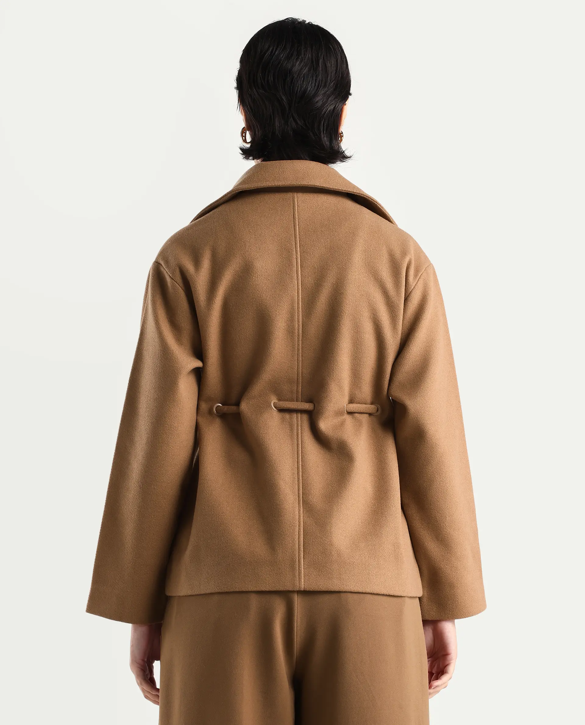 Rareism Women's Nittiz Tan Polyester Blend Spread Collar Regular Fit Jacket - Image 7