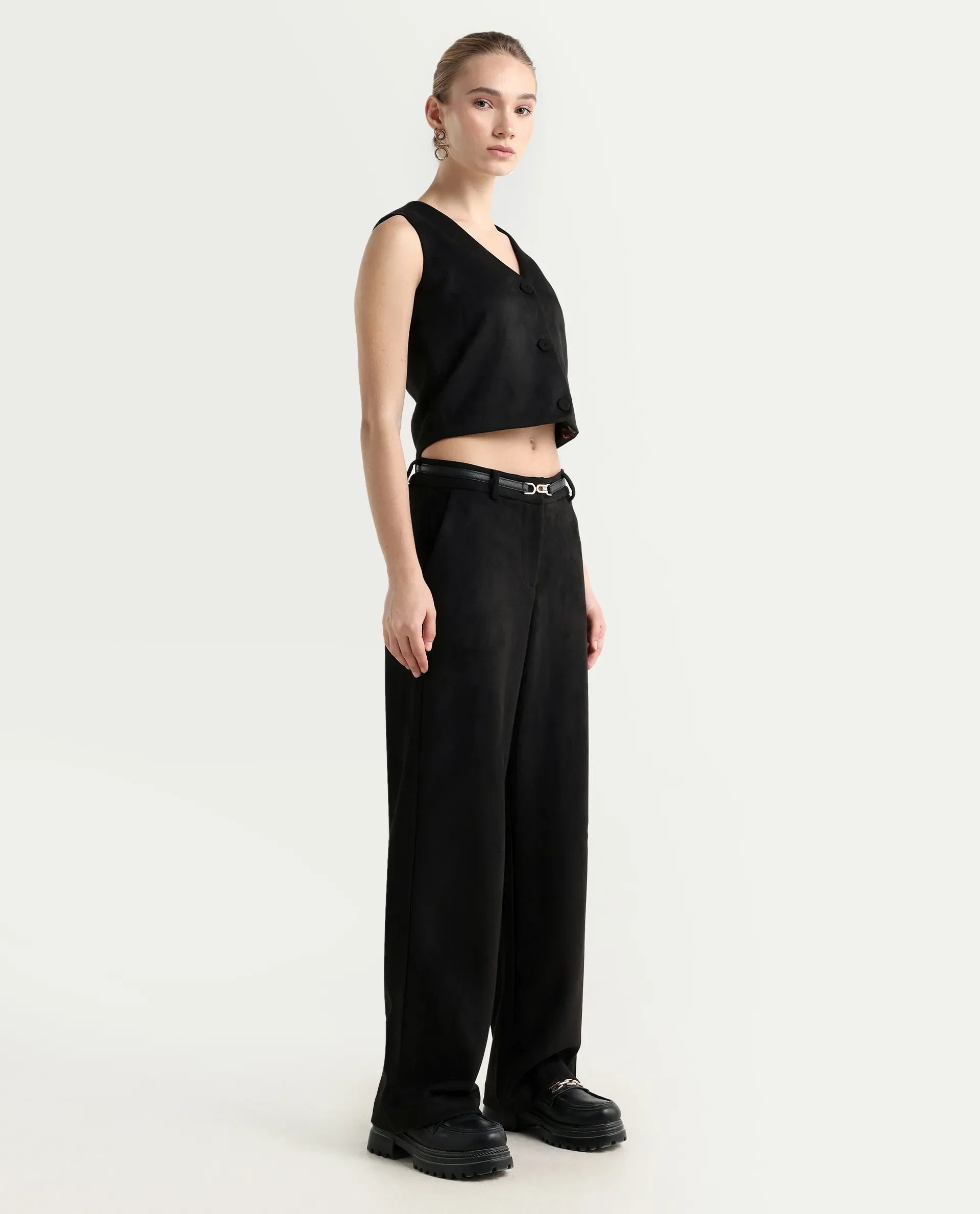 Rareism Women's Niwast-B Black Polyester Blend Straight Fit Travel Trouser - Image 5