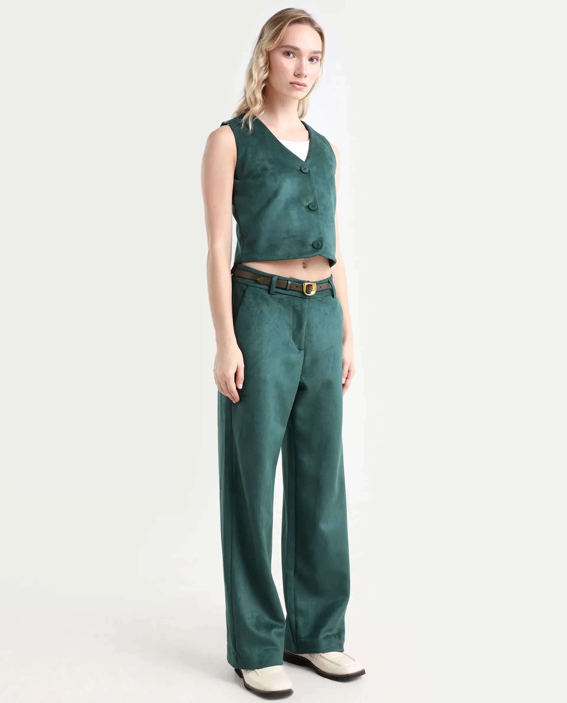 Rareism Women's Niwast-B Green Polyester Blend Straight Fit Travel Trouser - Image 6