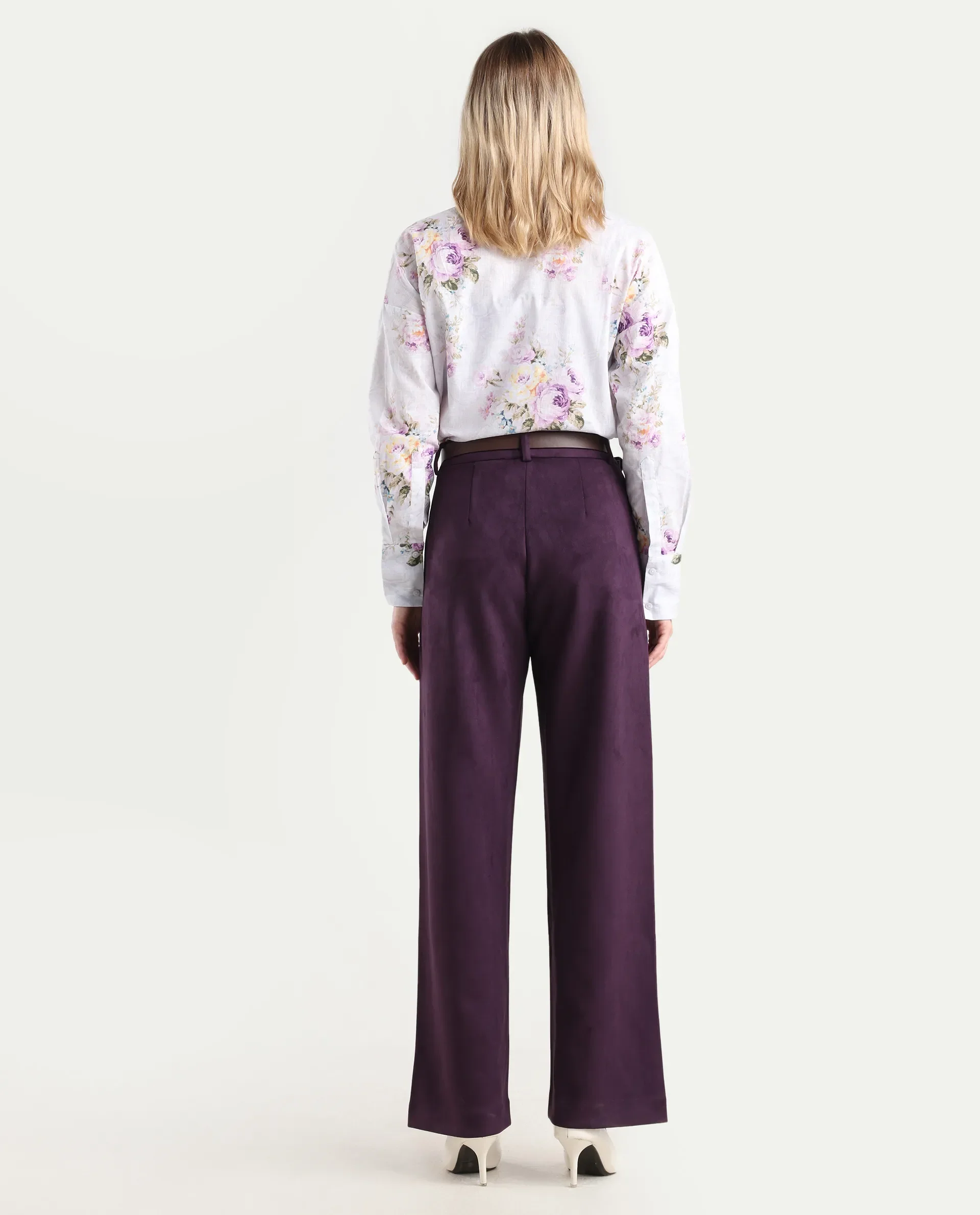 Rareism Women's Niwast-B Purple Polyester Blend Straight Fit Travel Trouser - Image 7