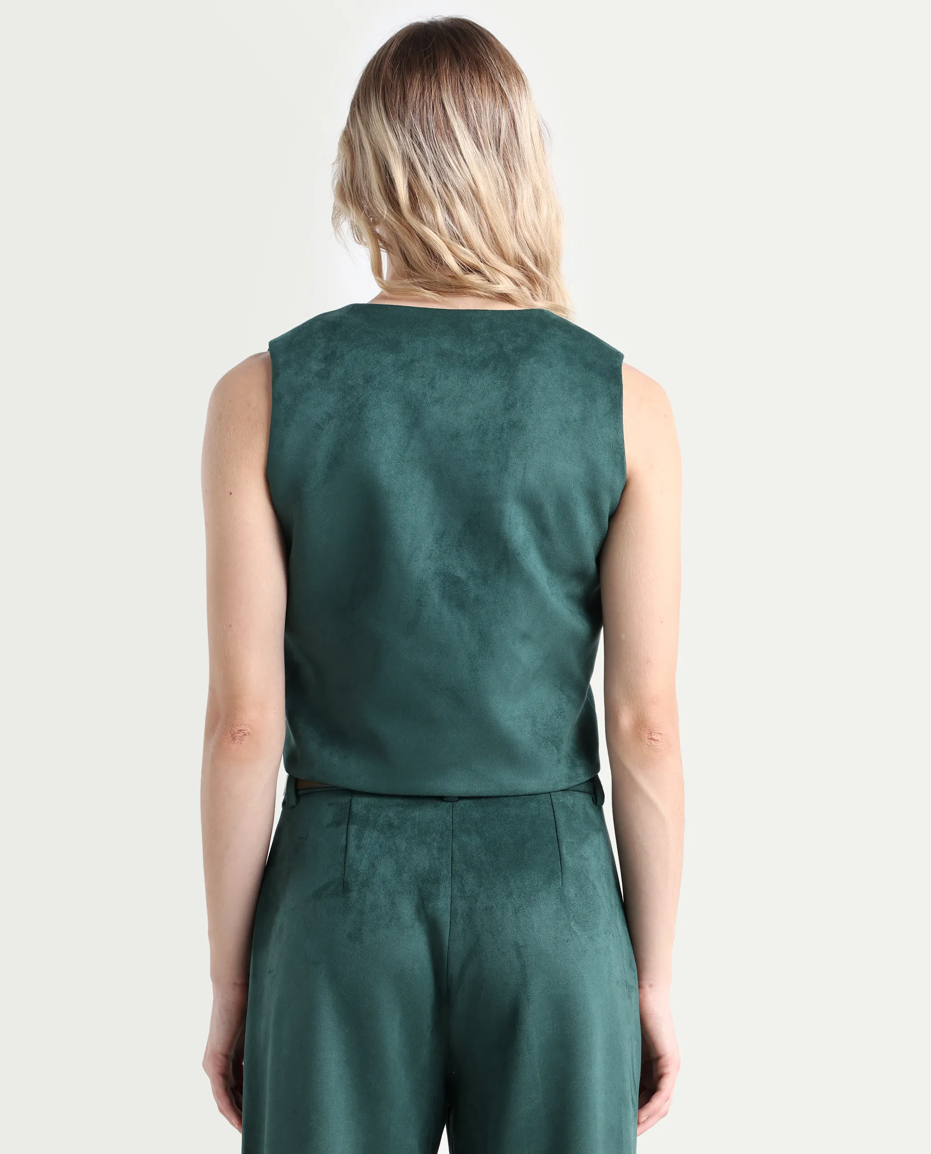 Rareism Women's Niwast-T Green Polyester Blend V-Neck Regular Fit Waist Coat - Image 6