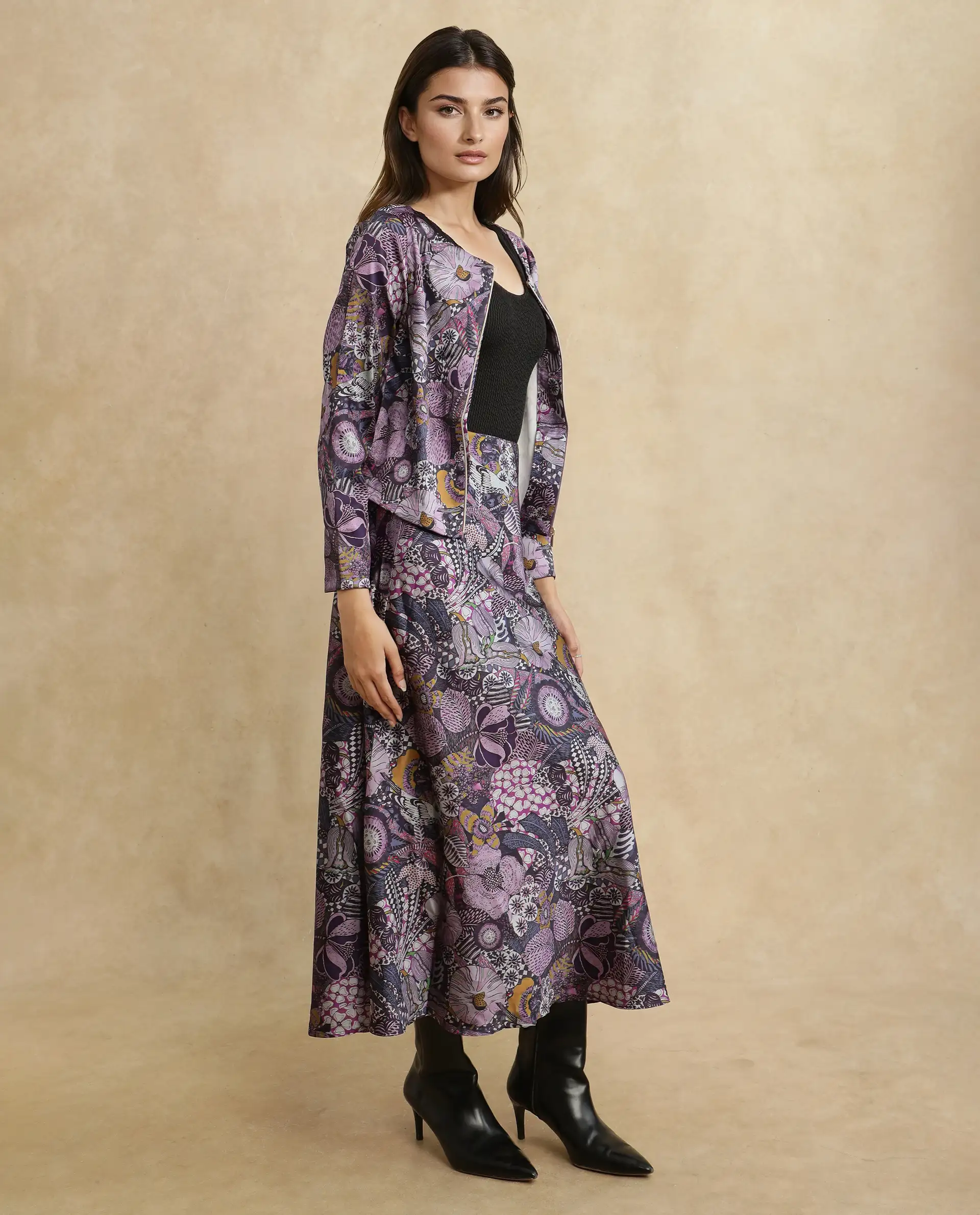 Rareism Women's Niyan Multi Satin Abstract Print Ankle Length Regular Fit Skirt - Image 6