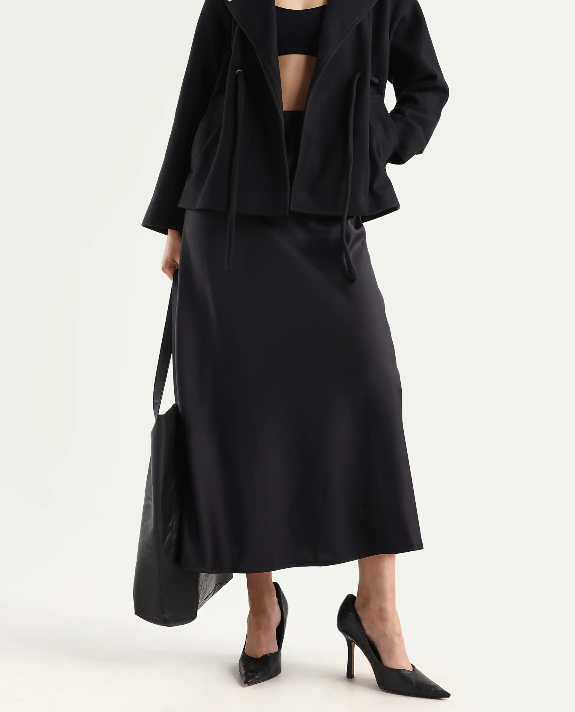 Rareism Women's Niyano Black Polyester A-Line Skirt - Image 2