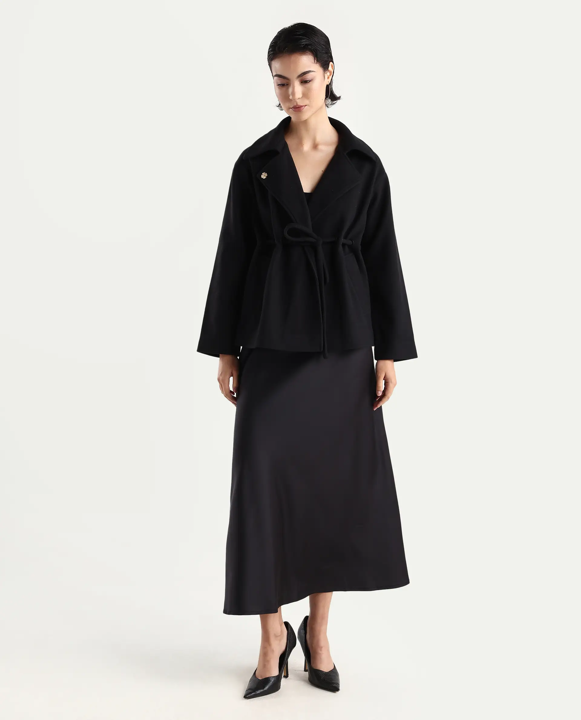 Rareism Women's Niyano Black Polyester A-Line Skirt - Image 3