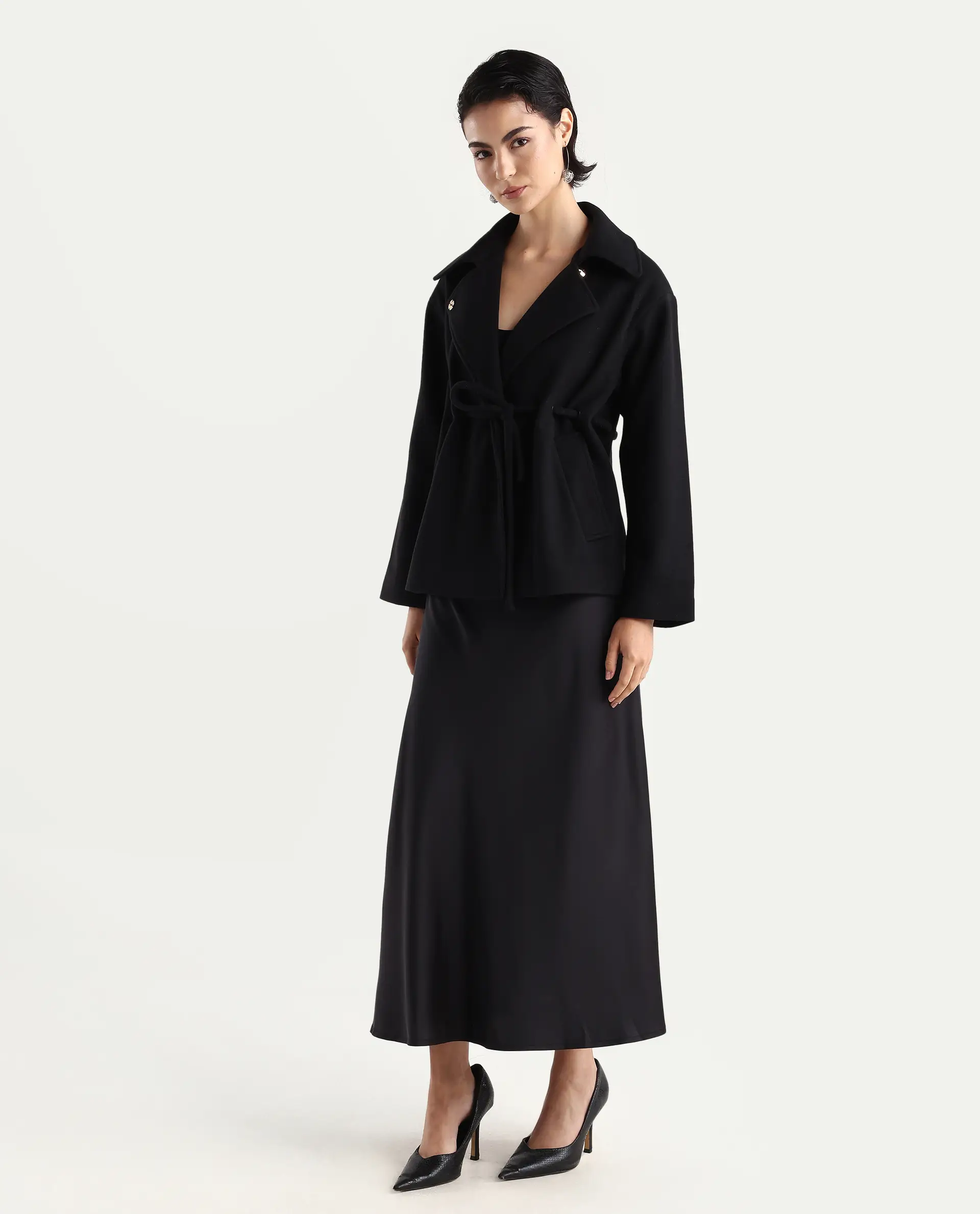 Rareism Women's Niyano Black Polyester A-Line Skirt - Image 5