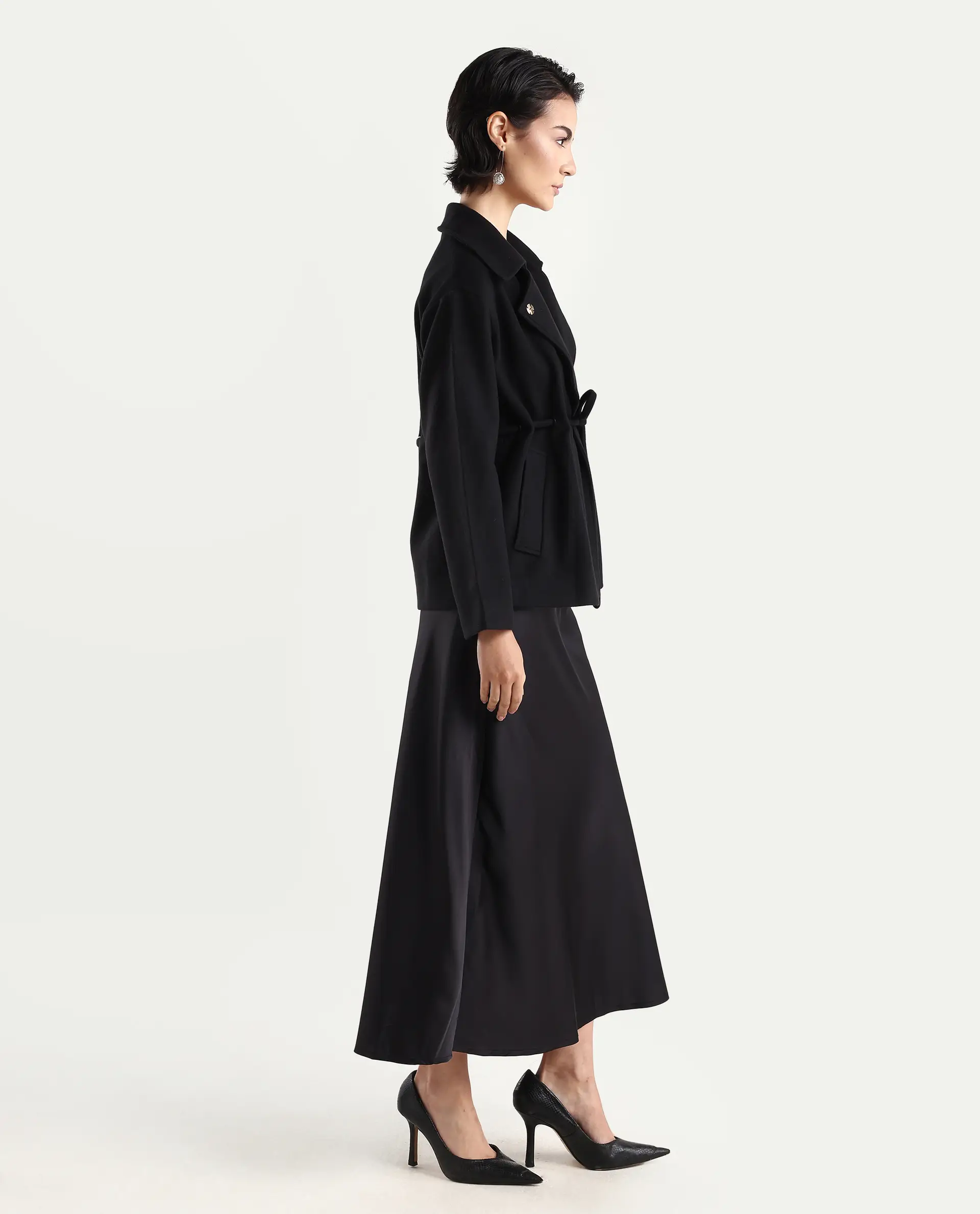 Rareism Women's Niyano Black Polyester A-Line Skirt - Image 6