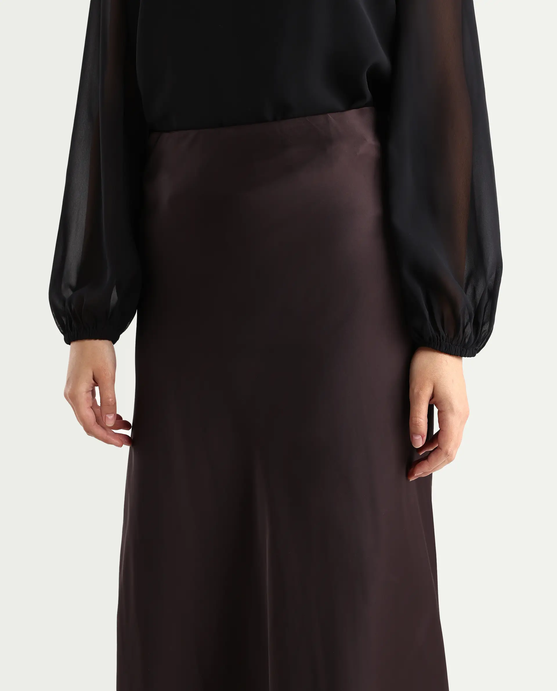 Rareism Women's Niyano Brown Polyester A-Line Skirt - Image 4
