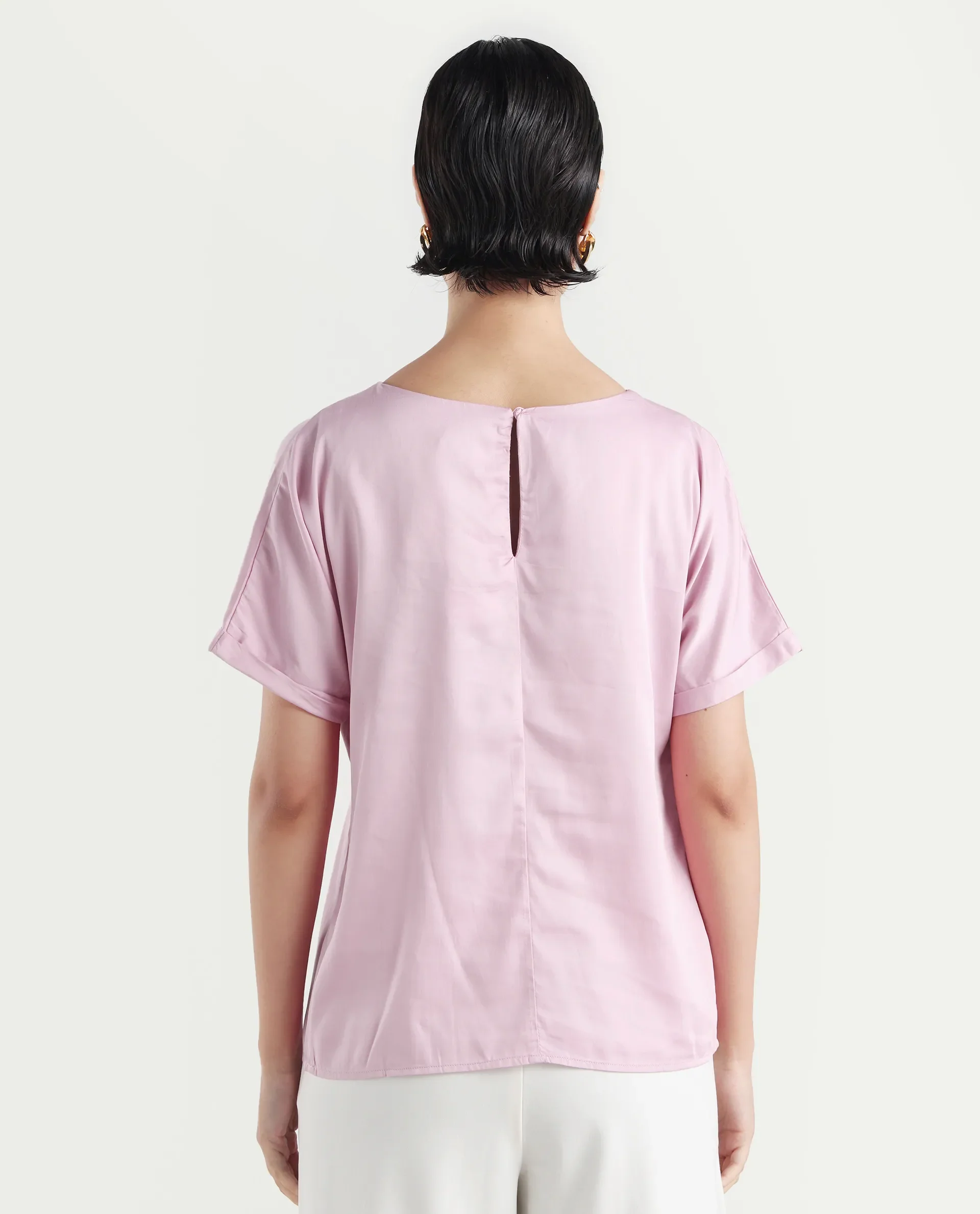 Rareism Women's Niyol Dusky Pink Cotton Blend Round Neck Regular Fit Plain Top - Image 7