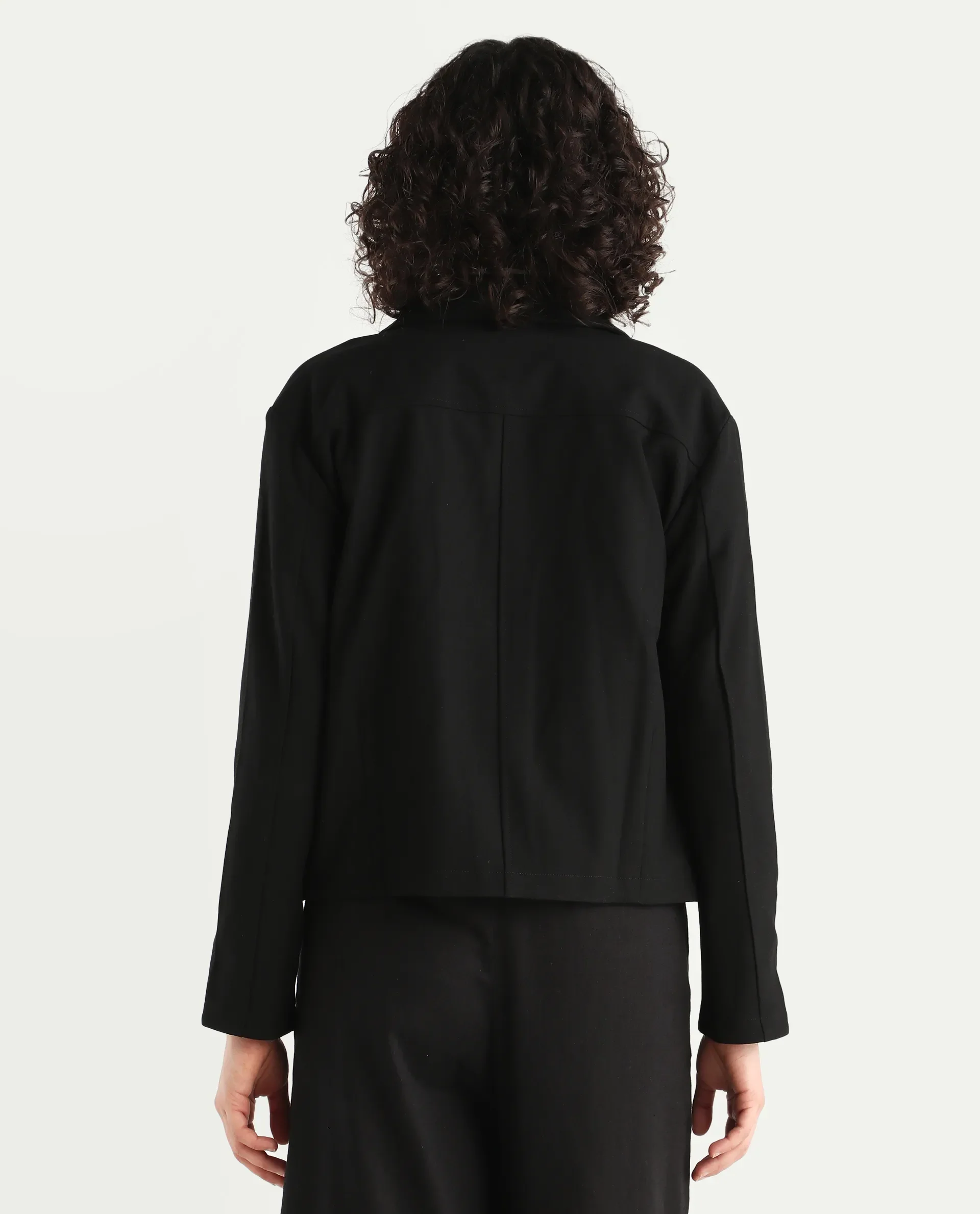 Rareism Women's Nizlo Black Polyester Blend Spread Collar Regular Plain Jacket - Image 8