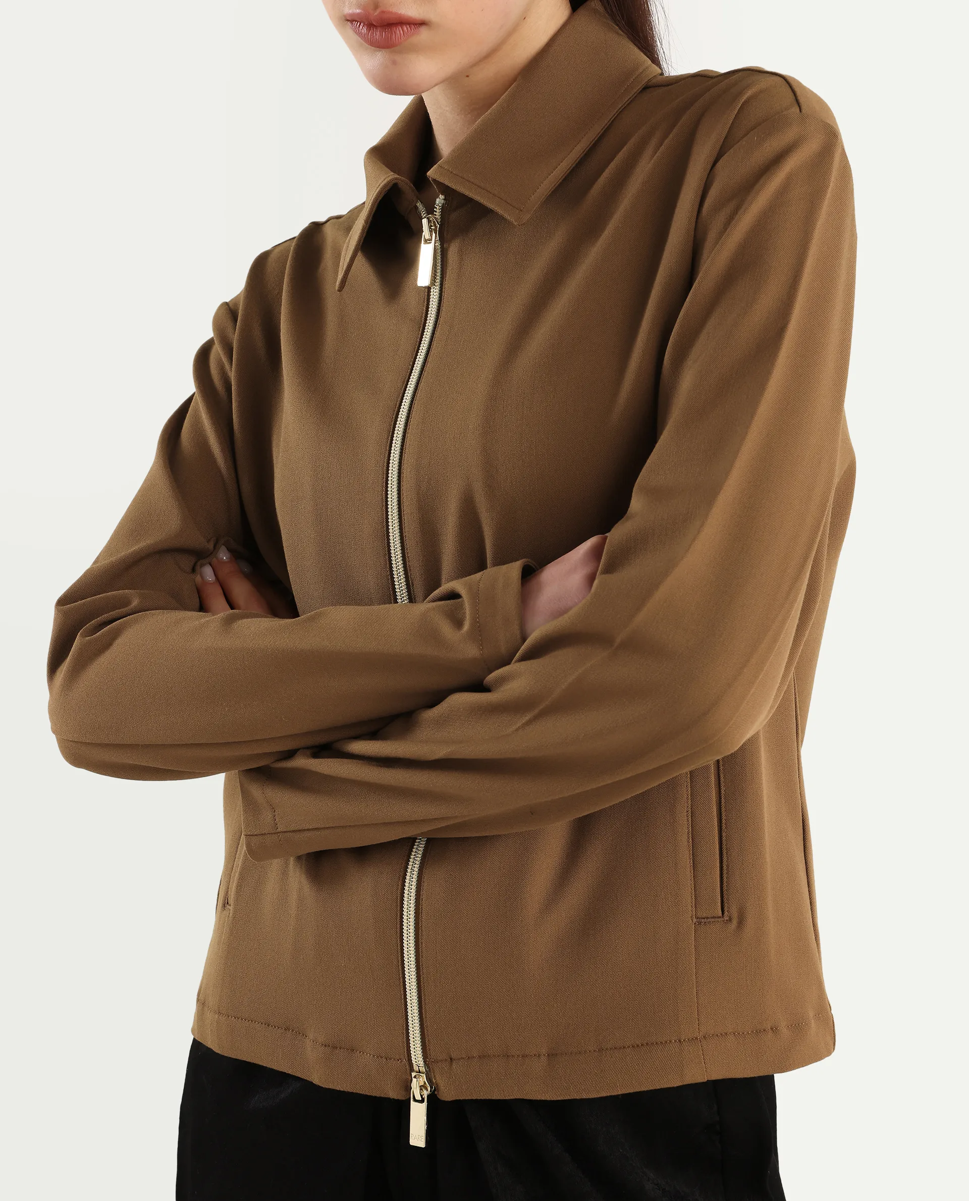 Rareism Women's Nizloz Light Brown Polyester Blend Spread Collar Regular Plain Jacket - Image 5